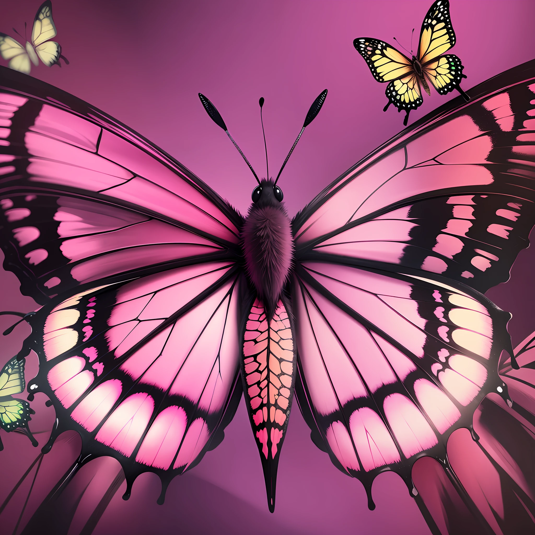 Pink background,butterflies --auto --s2