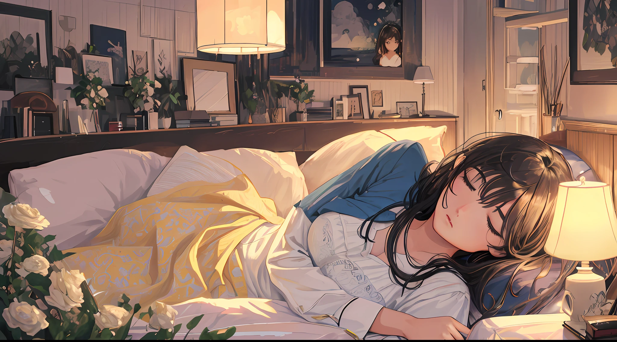 (Best Masterpiece), (Best Quality), (Super Detailed), (Well-groomed Hair), (Illustration), (1 Girl), (Interview), (Detailed Background), Beautiful Detailed Eyes, Delicate Beautiful Face, (High Saturation), Focus on Face, Black Hair, Bangs, Impressive, Short Hair, Girl, Maiden in Love, pixiv Illustration, Best Quality, Super Detailed, Shameful, Beautiful Face, 4K, Neat, Best Quality, Beautiful Eyes, Mauscule, Young, Moist eyes, blushing cheeks, sober, shame, 8K, profile, sofa, sleep, beautiful sleeping face, bedtime, pajamas, night, comfortable sleeping face, late night, sleeping with dog, pitch black room, midnight, dark room, falling asleep, smartphone, darkness.