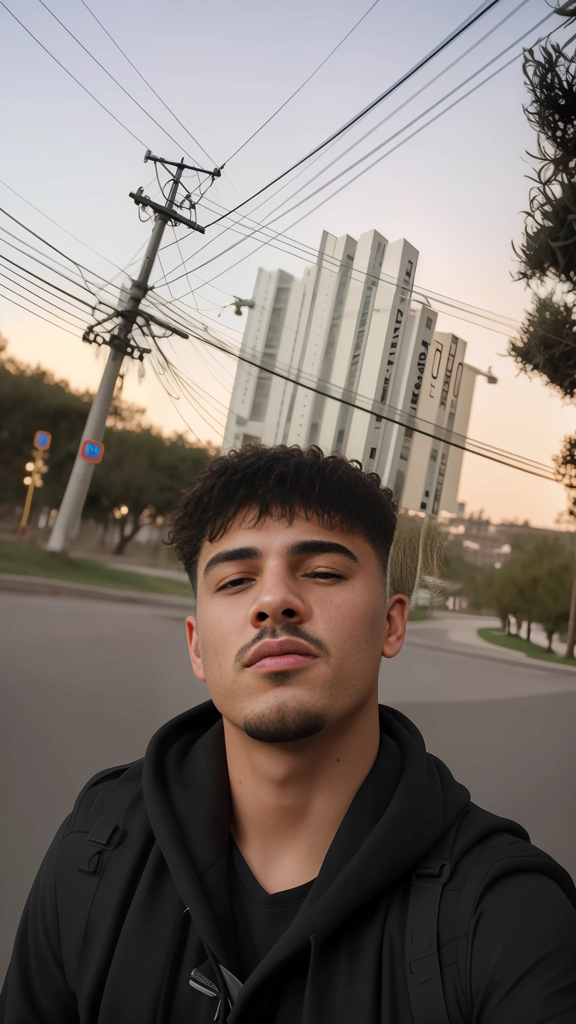 Moreno, pixaim hair, curly hair, curly, mid fade cut (masterpiece:1.2) (best quality) (detailed skin) (detailed texture) (8k) (claymation) (cinematic lighting) (sharp focus), blurred background