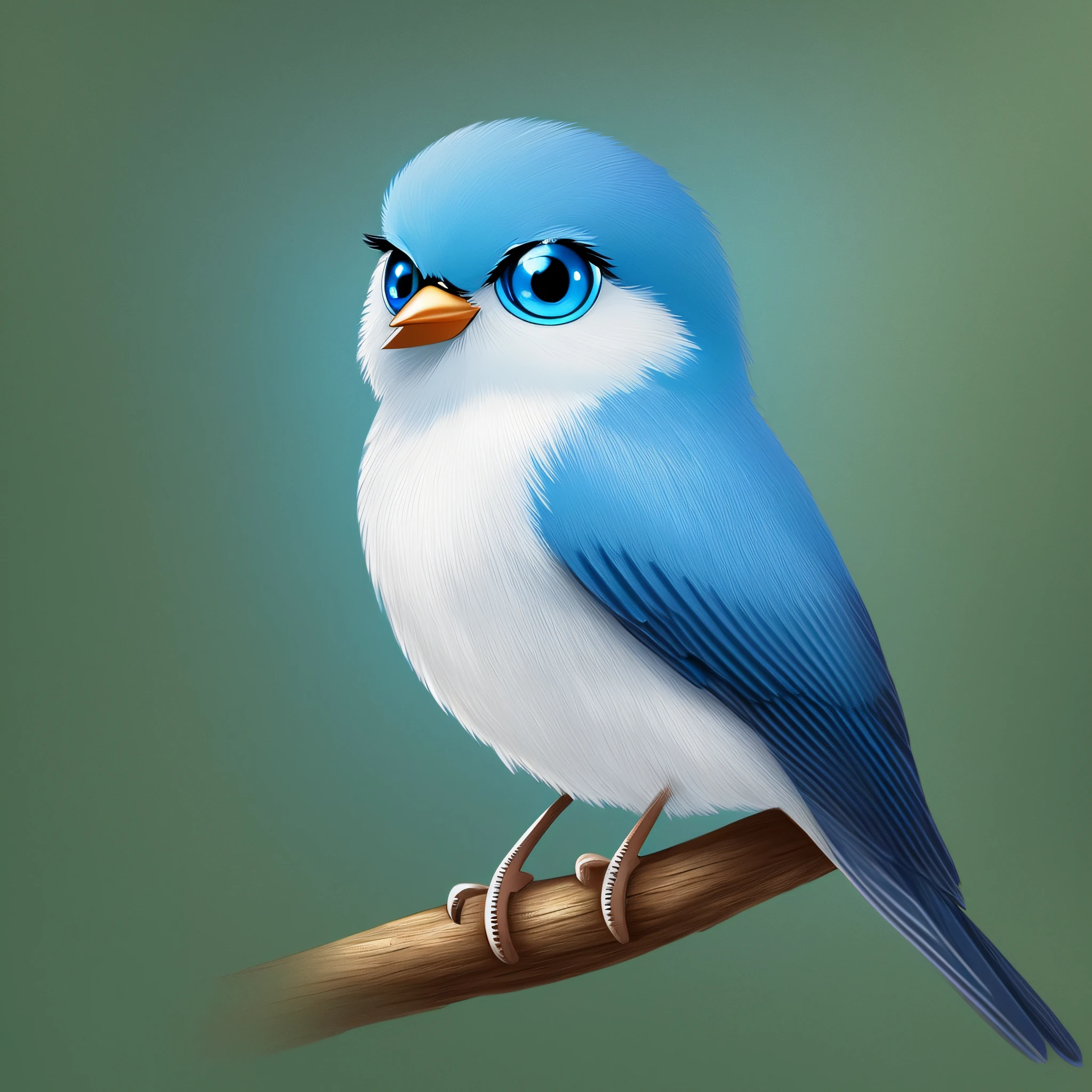 small blue bird, big eyes, cheerful, illustration, disney style, fantasy, 8k --auto --s2
