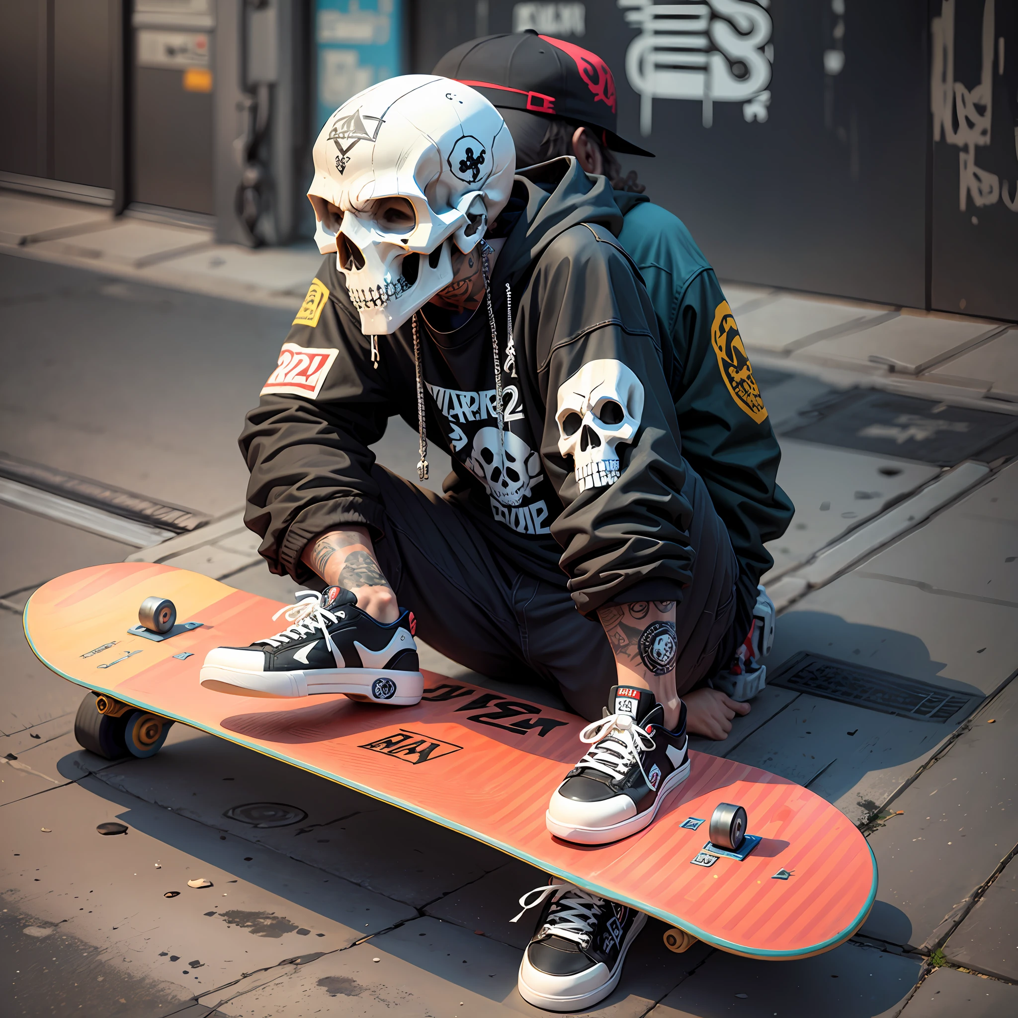 Skateboard with rap skull --auto --s2