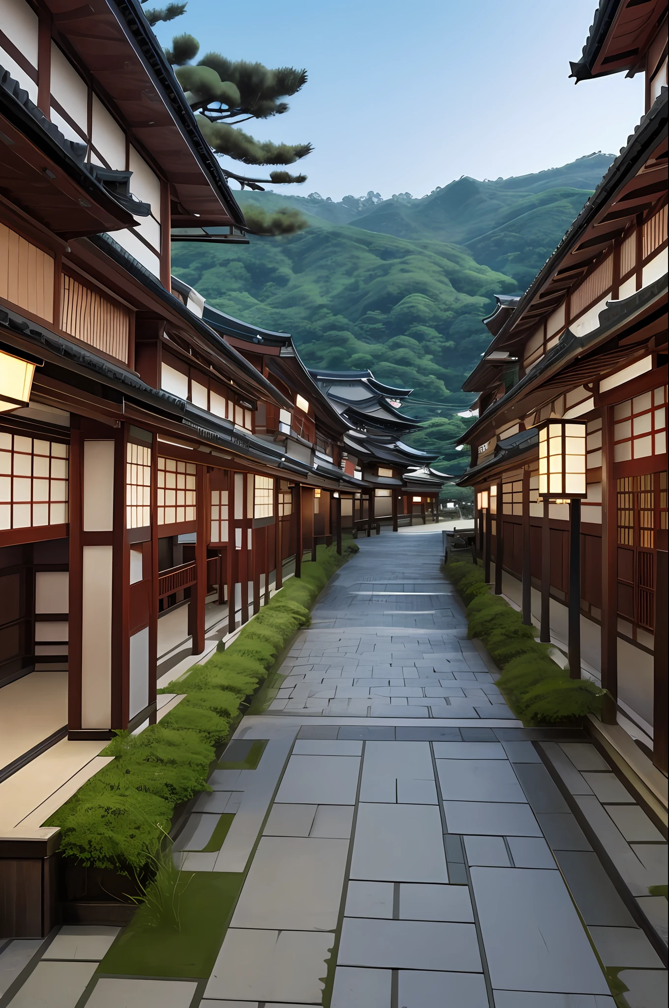 Highly detailed image quality, top quality, ultra-detailed, photorealistic, detailed townscape of Japan 500 years later