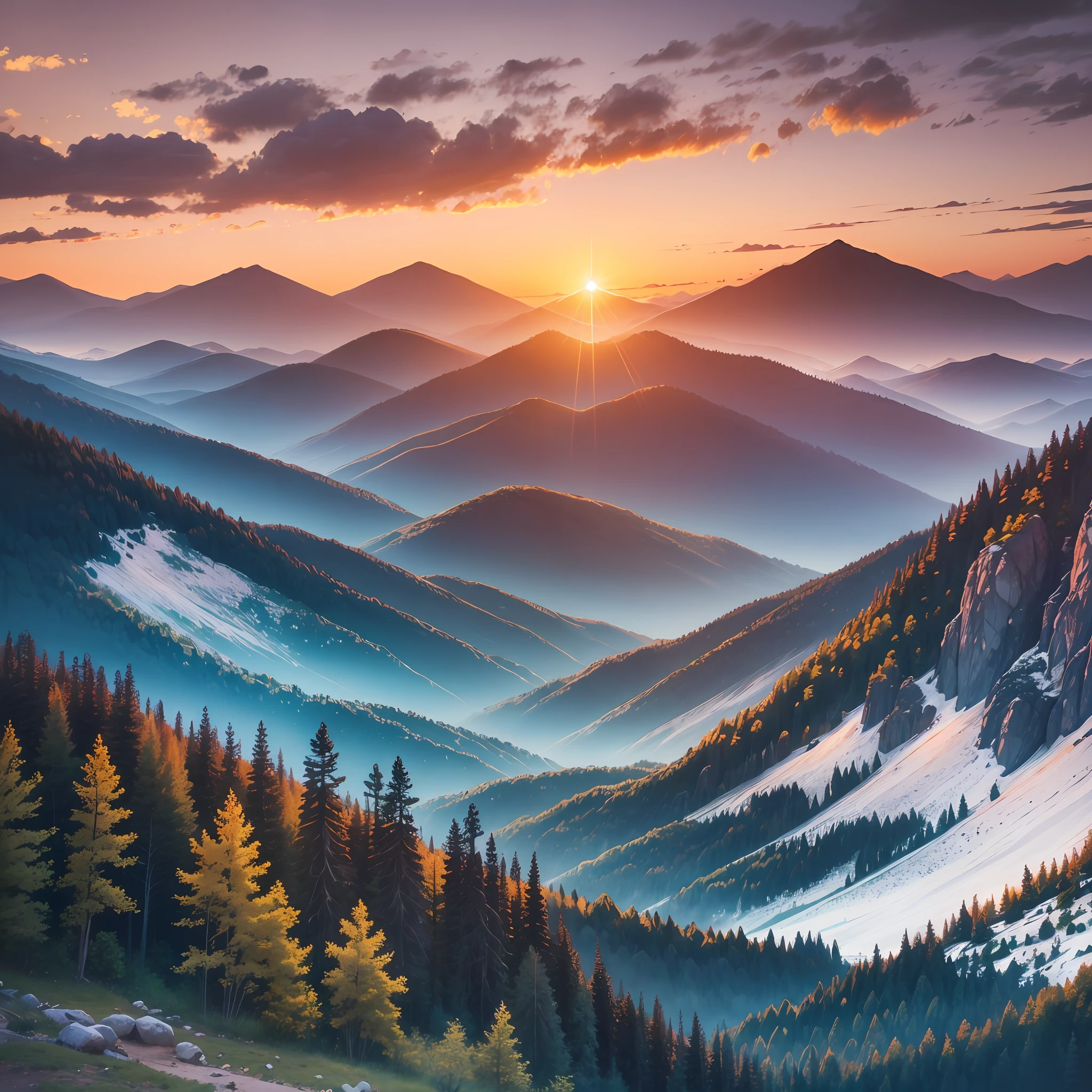 landscape, mountains, sunset, sunset, FHD, photography --auto --s2