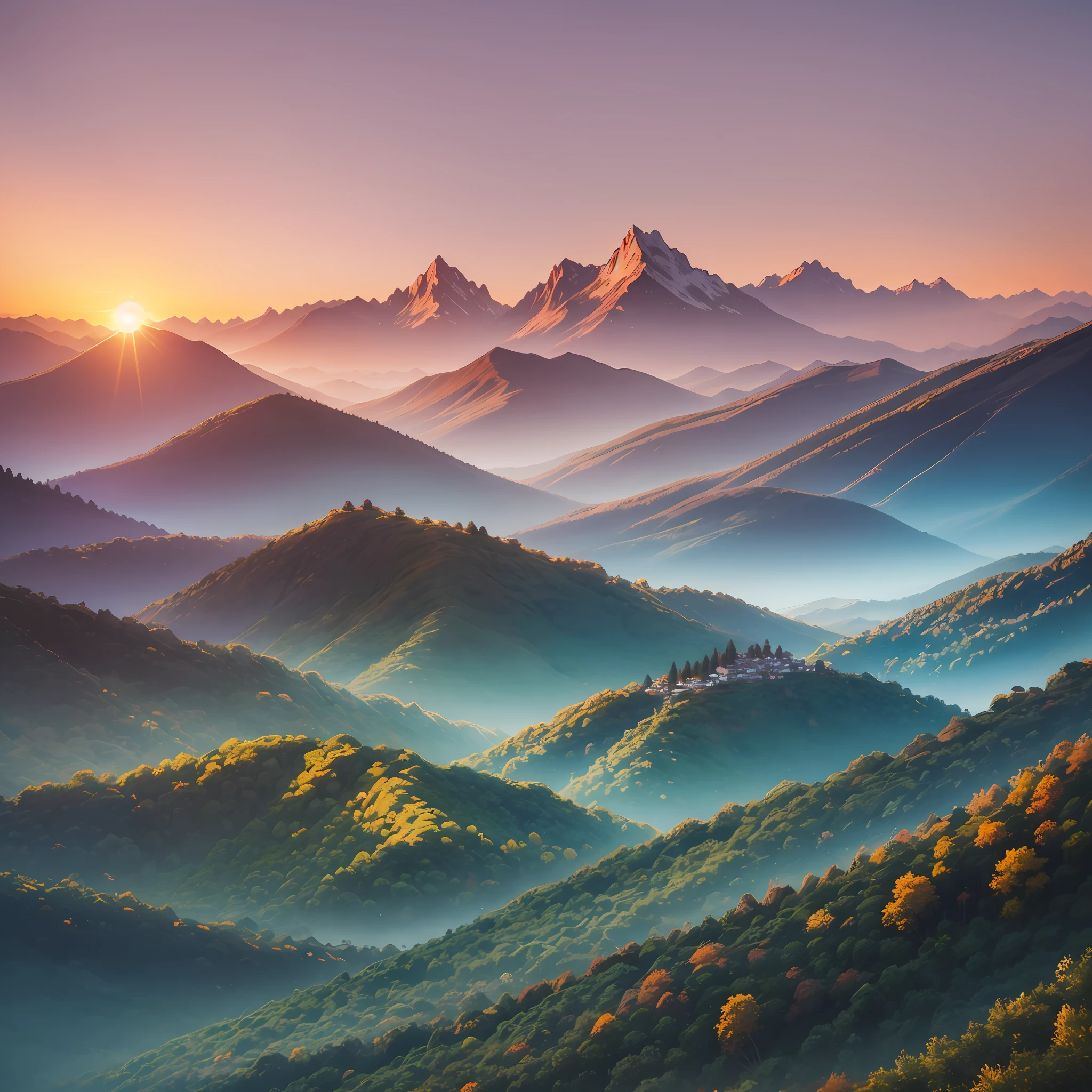 landscape, mountains, sunset, sunset, FHD, photography --auto --s2