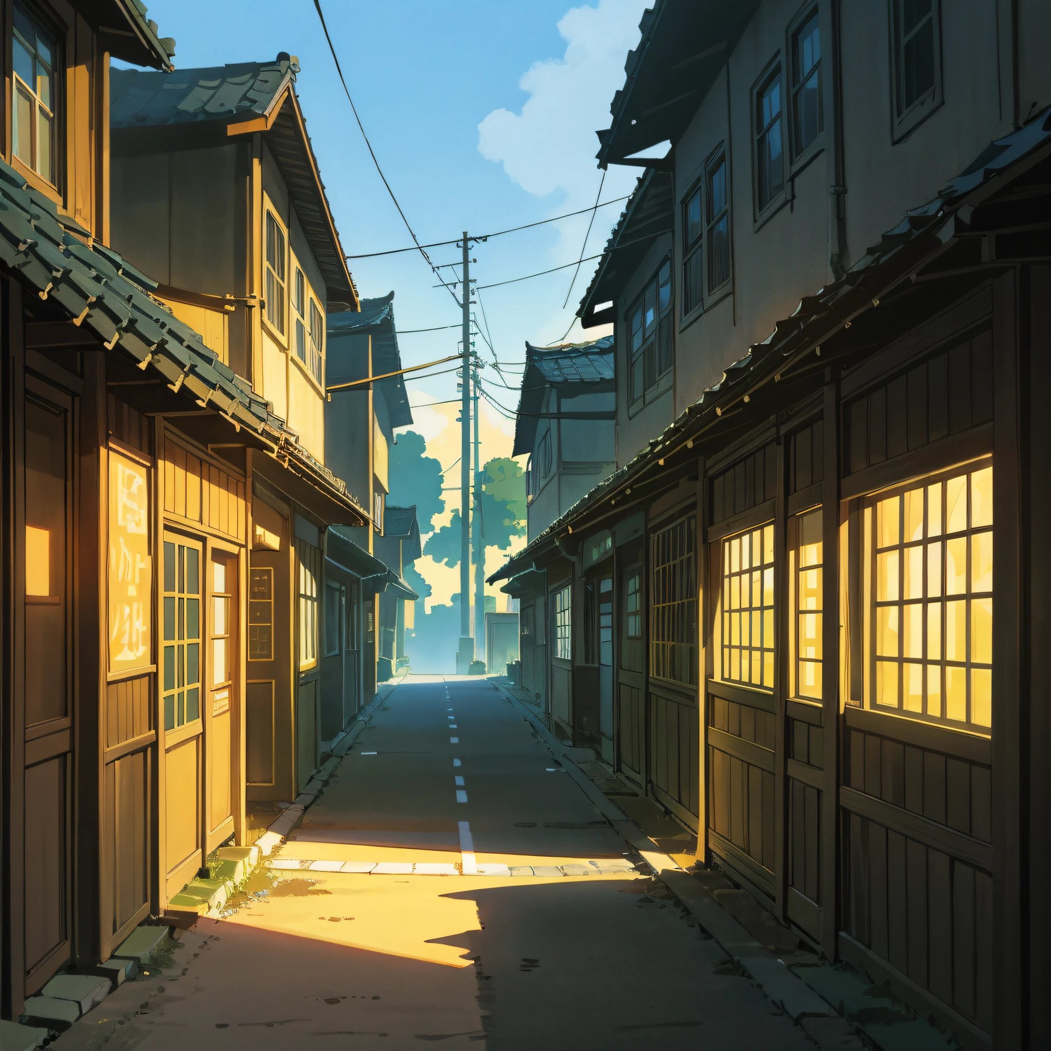 Quiet town of Levineville transformed into an anime style, backlit background highlighting the subject, high contrast colors, 4K high definition quality, --auto --s2