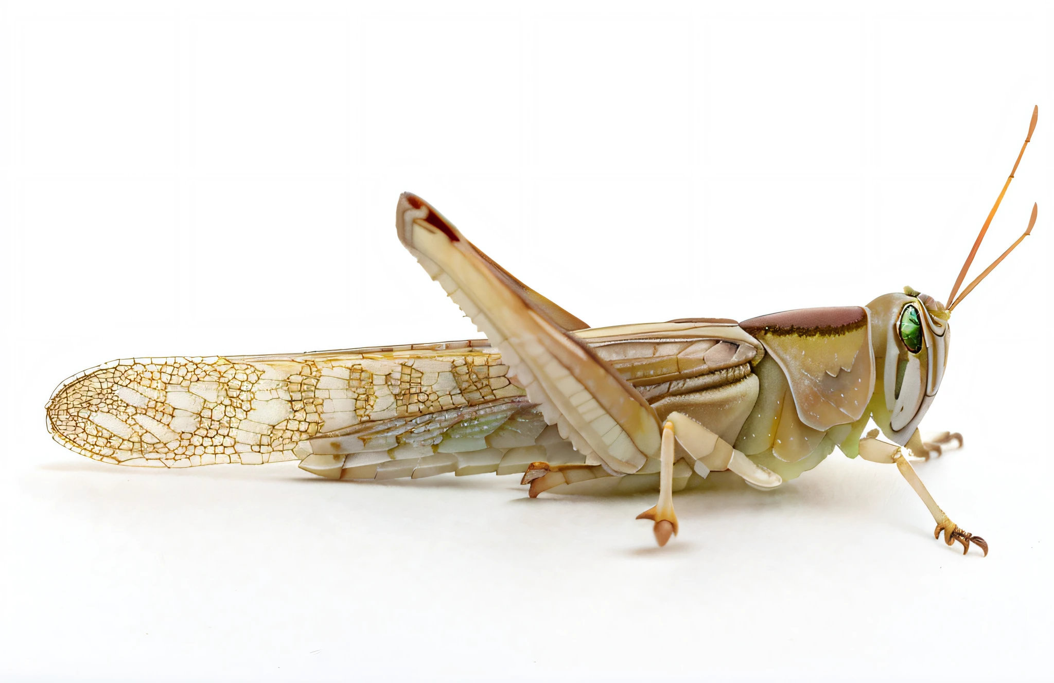 (color: 1.5), ((watercolor)), clear and sharp, watercolor, viewed from the side, a locust, insect, (excellent), (masterpiece: 1.2)