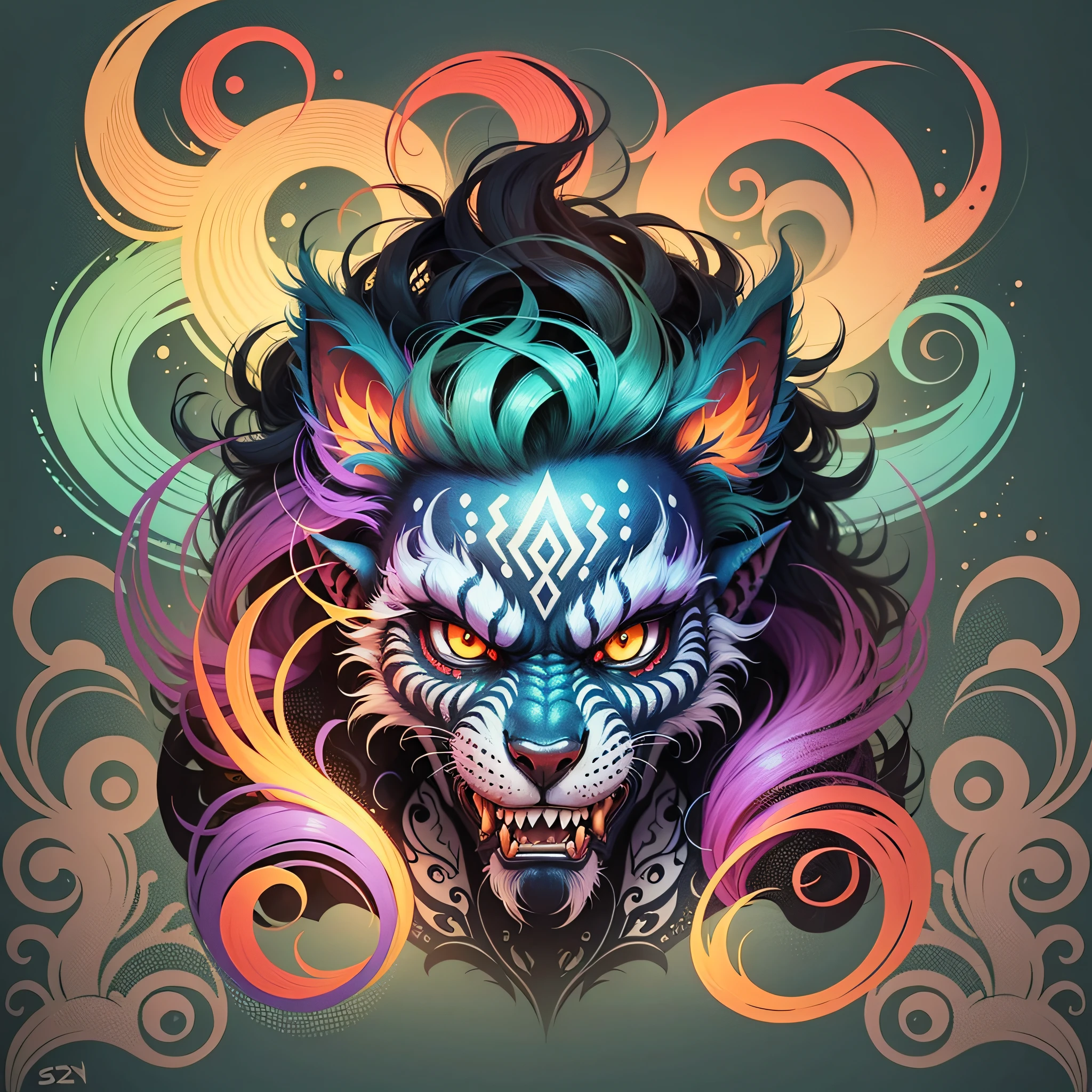 many monsters, doodle art style, colorful,tattoo --auto --s2