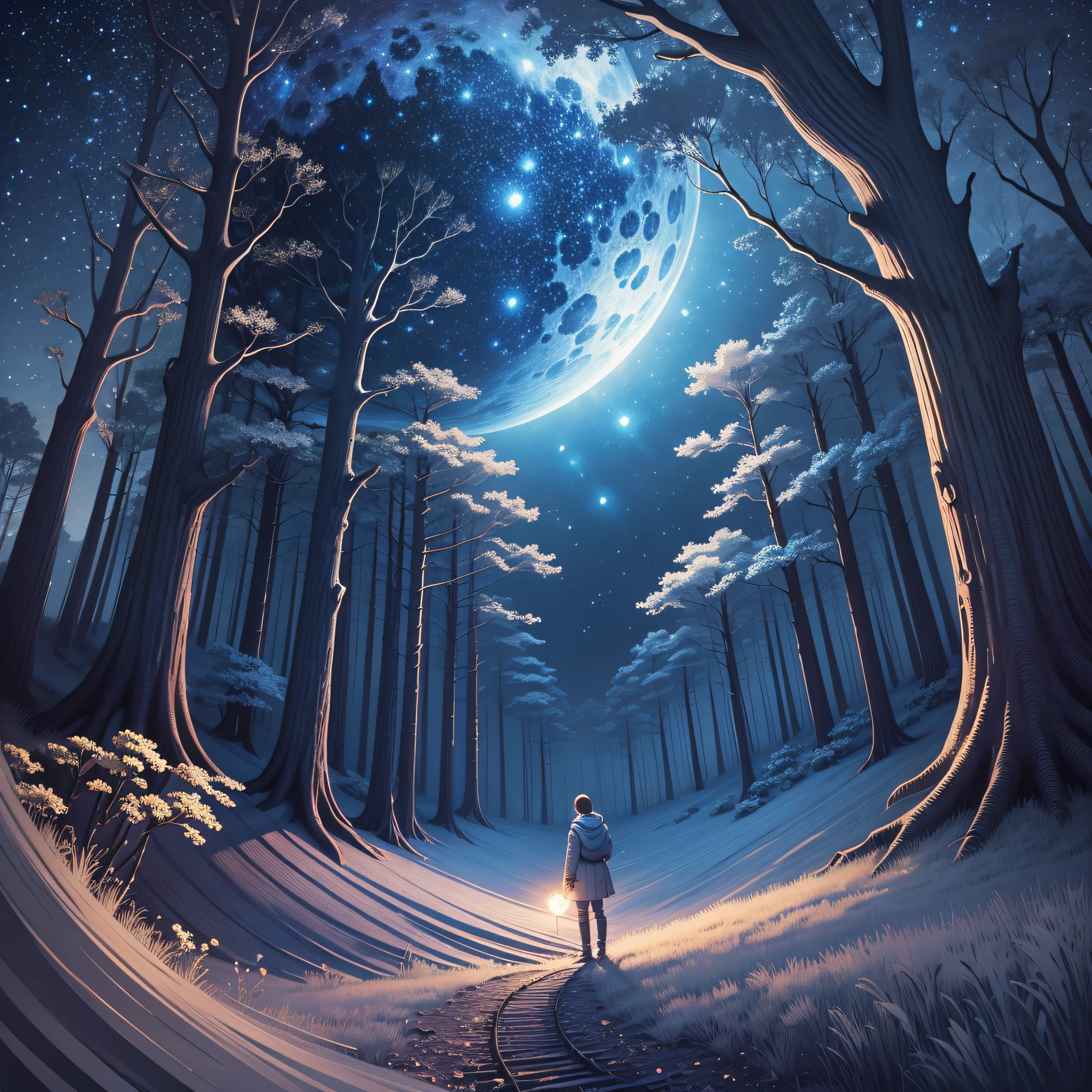 Illustration forest, starry sky, moonlight --auto --s2