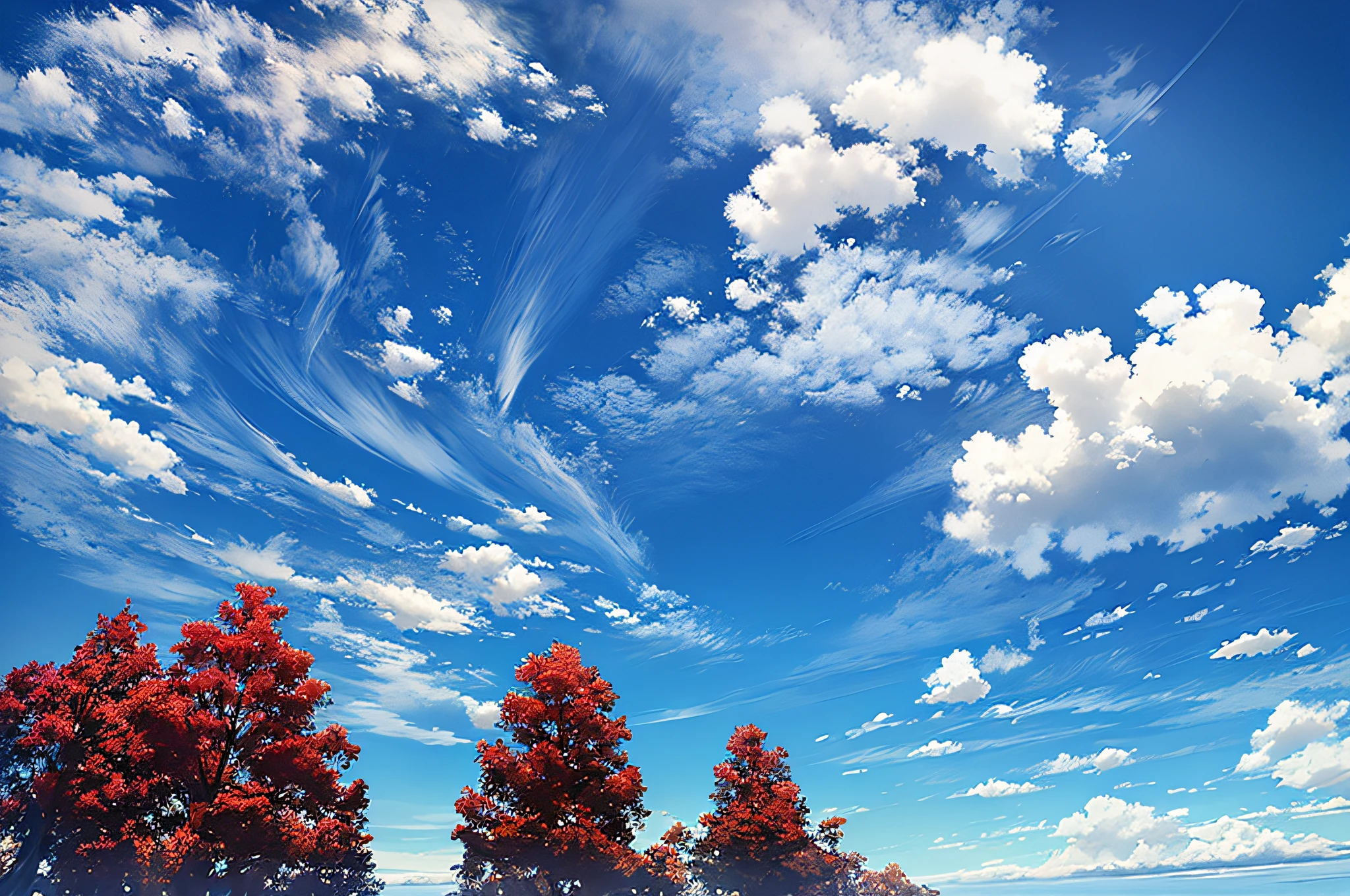 cirrus clouds, faint clouds, faint clouds in the blue sky, swirling clouds in the background, small pieces of energy in the air, blue sky with some clouds, swirling clouds harmony