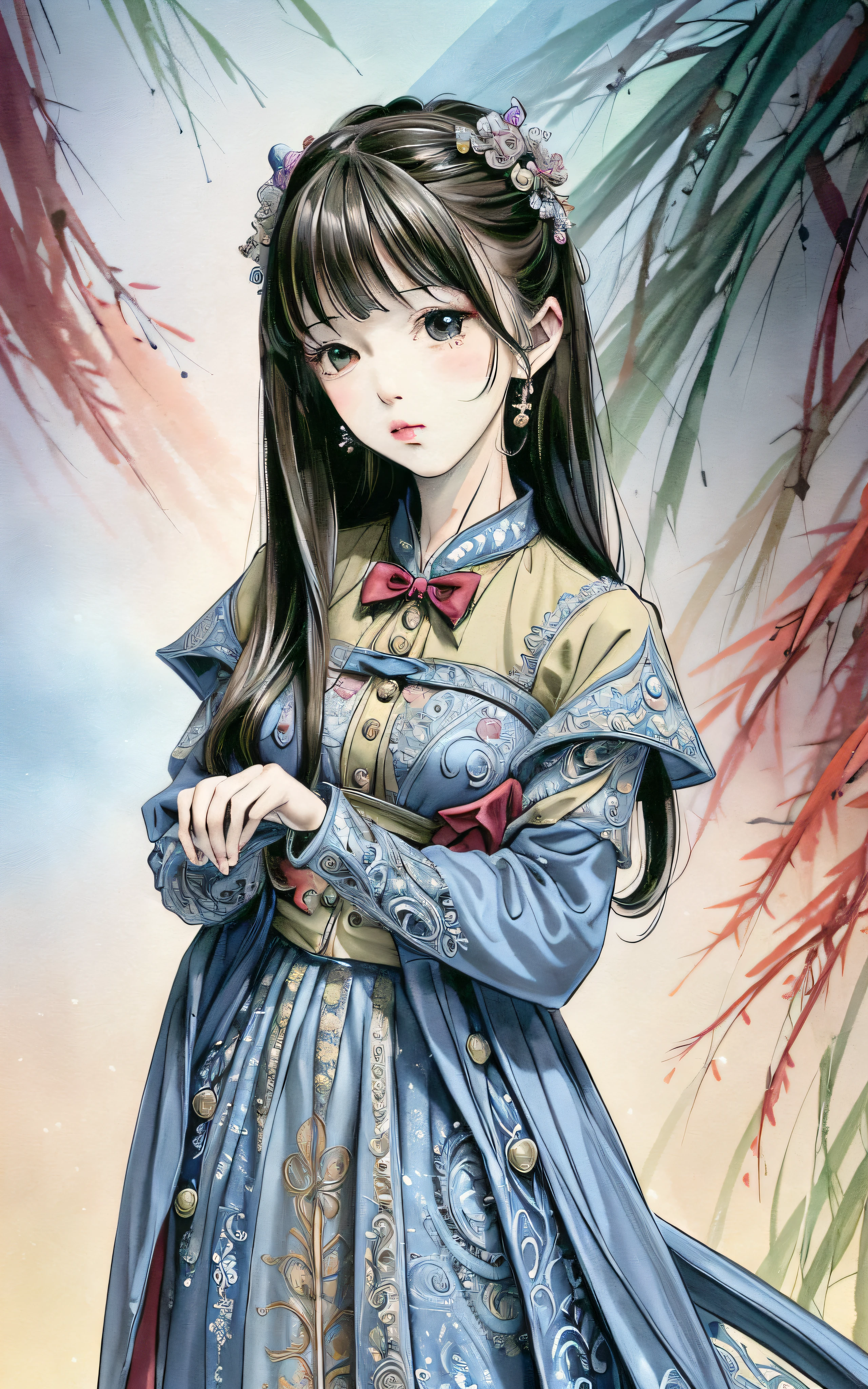 (masterpiece, top quality, best quality, detailed and intricate, official art, beautiful and aesthetic:1.3), (1girl:1.3), (fractal art:1.3), colorful, vivid