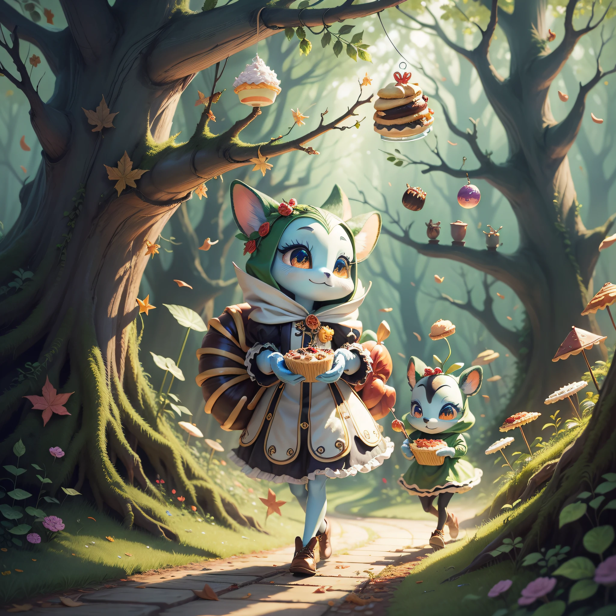 ant animal, carrying pieces of candy and pies, enchanted world, enchanted forest --auto --s2