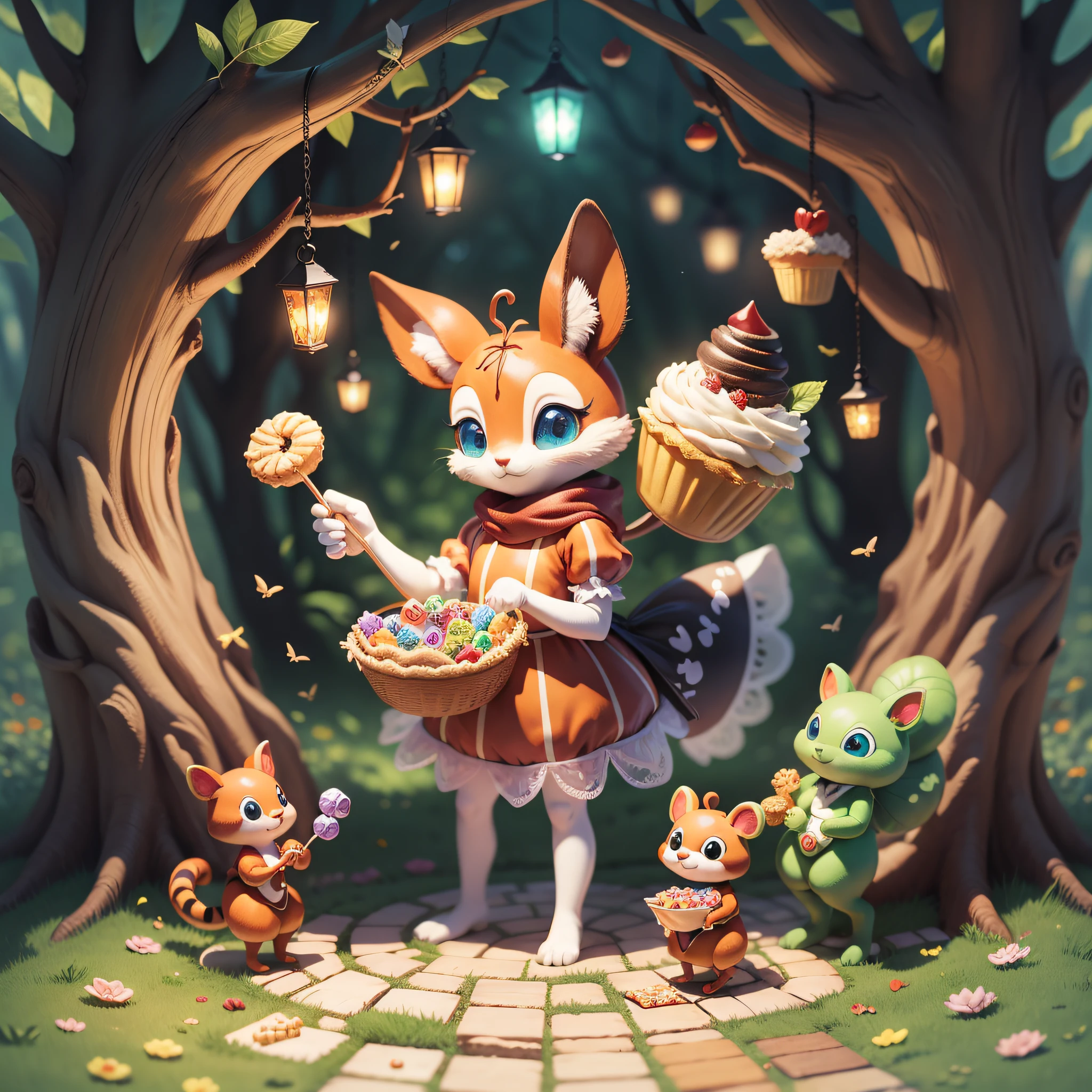 ant animal, carrying pieces of candy and pies, enchanted world, enchanted forest --auto --s2