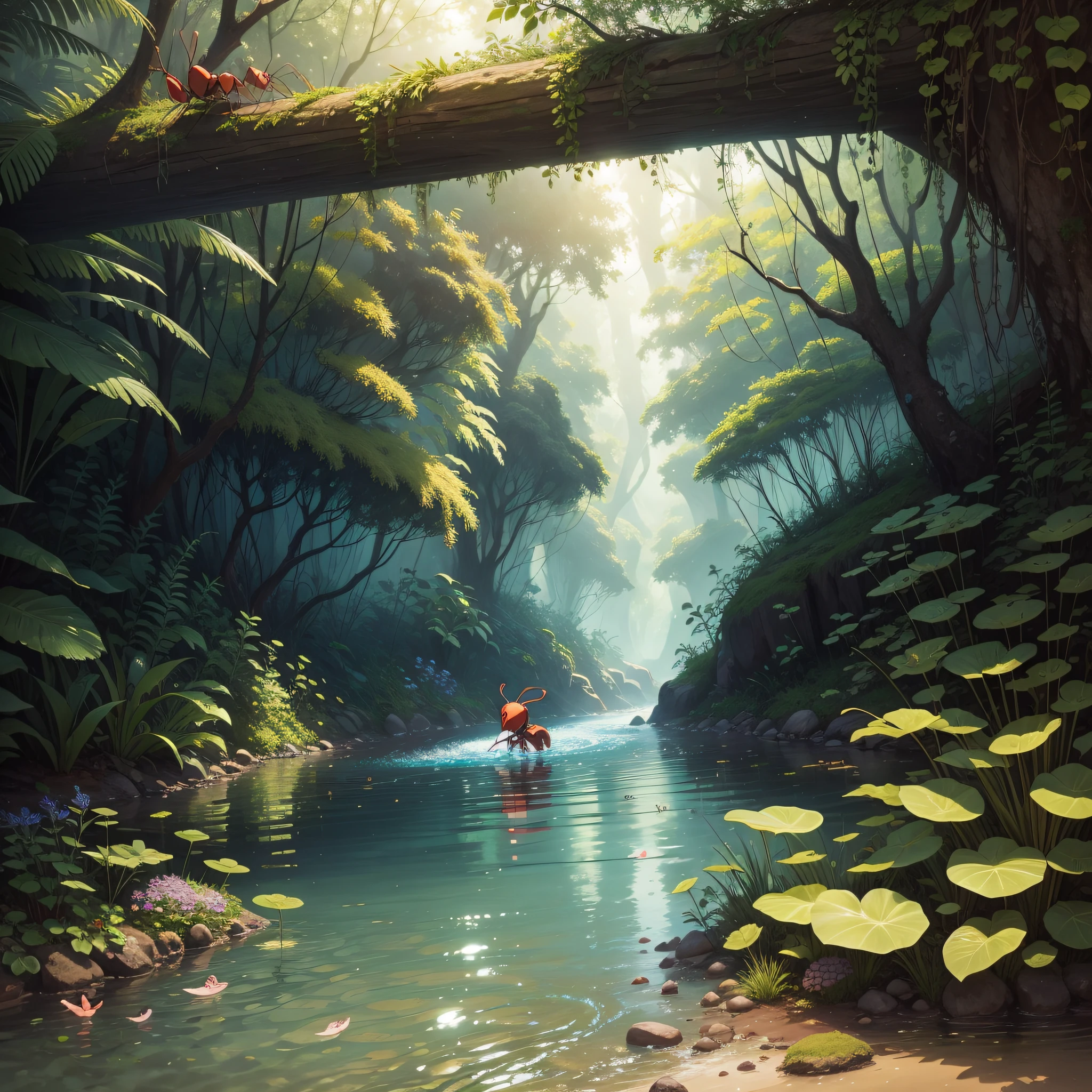 ant animal, enchanted world, swimming in the creek --auto --s2