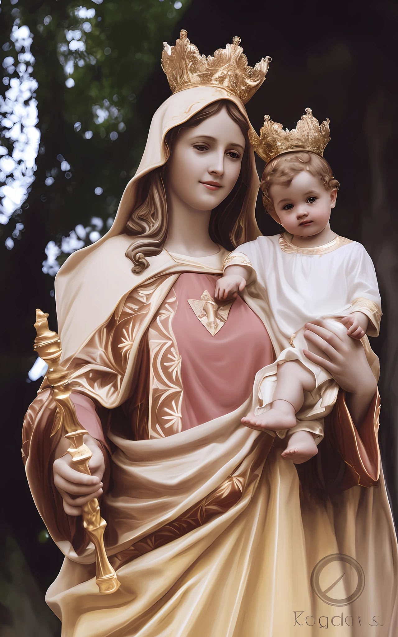 Woman holding a , with baby s, Queen of Heaven, Holy Majestic Woman, Virgin Mary, Patron saint, sacred, Roman Catholic icon, Religious painting, Holy Woman, painting, in the style of Greg Olsen
