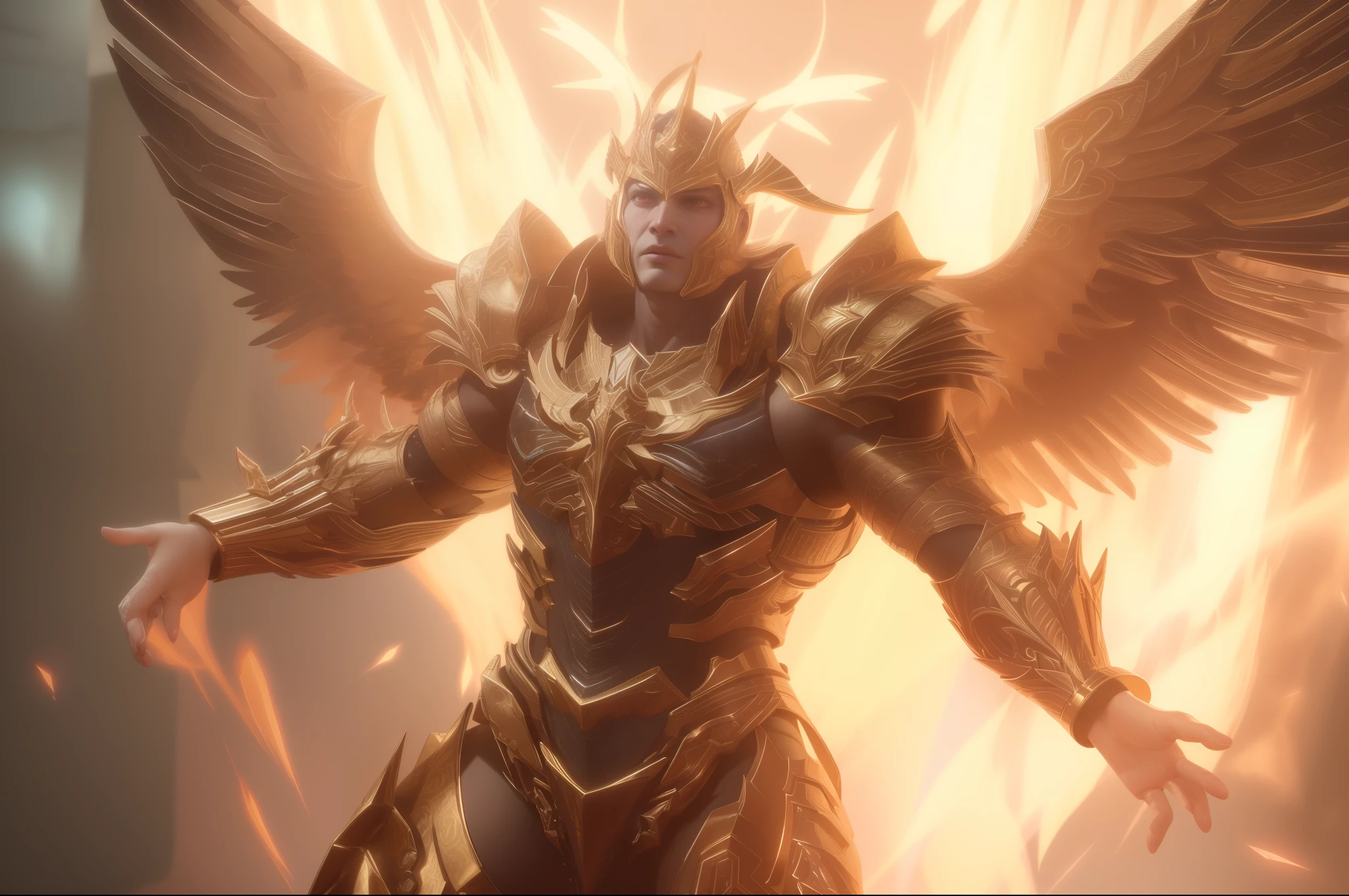 a close up of a demonic looking angel with fire in the background, unreal engine 5 4 k uhd image, unreal engine render saint seiya, unreal engine', unreal engine 5 lumen, fantasy style 8 k octane render, unreal engine 5 digital art, 8k vfx render, unreal engine 5 render dramatic, doom eternal concept art, unreal engine 5 highly rendered --auto --s2