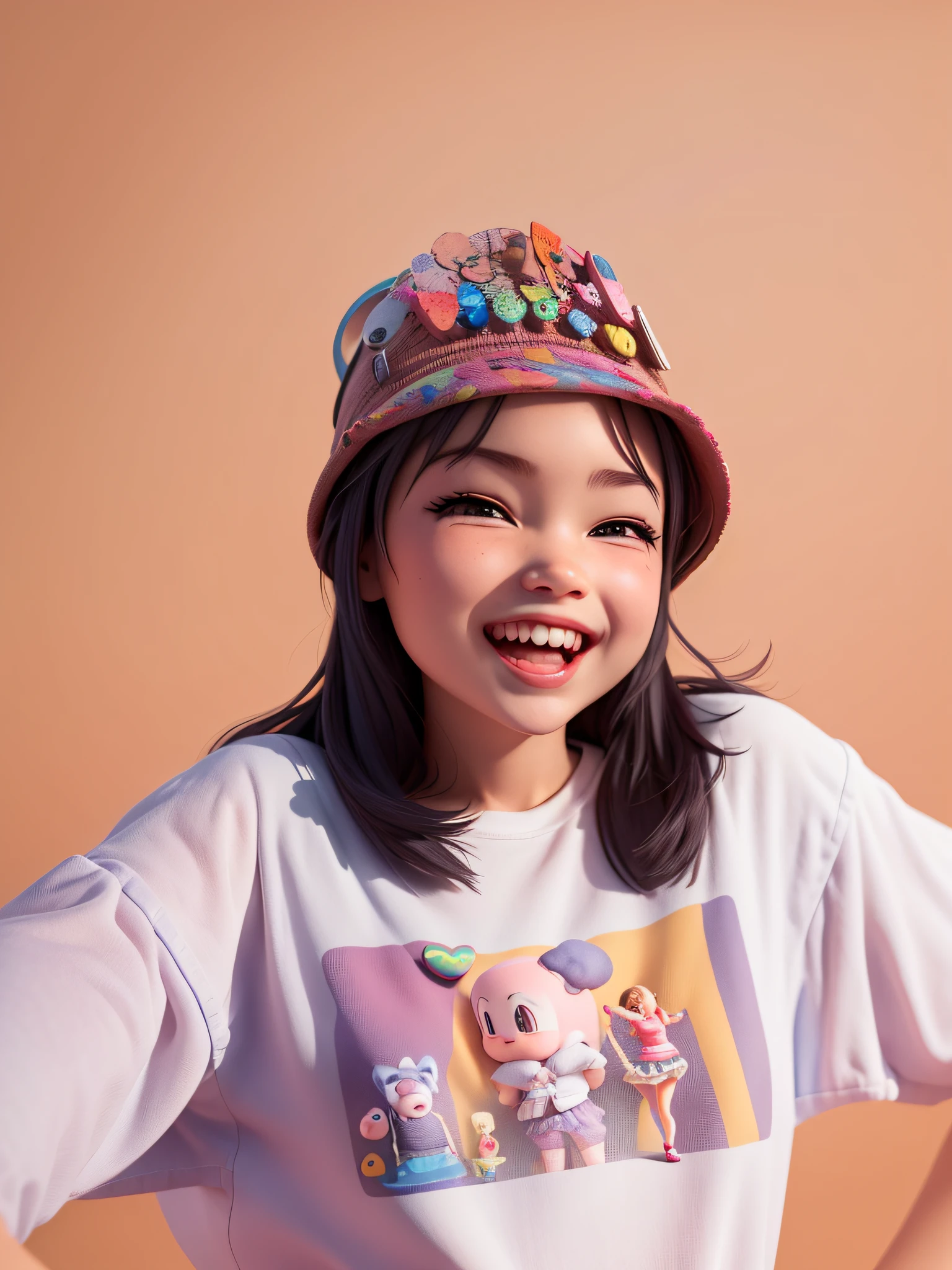 (cute girl:1.2),Disney Pixar Cartoon:1.1, vibrant colors:1.3, soft shading, lively pose.