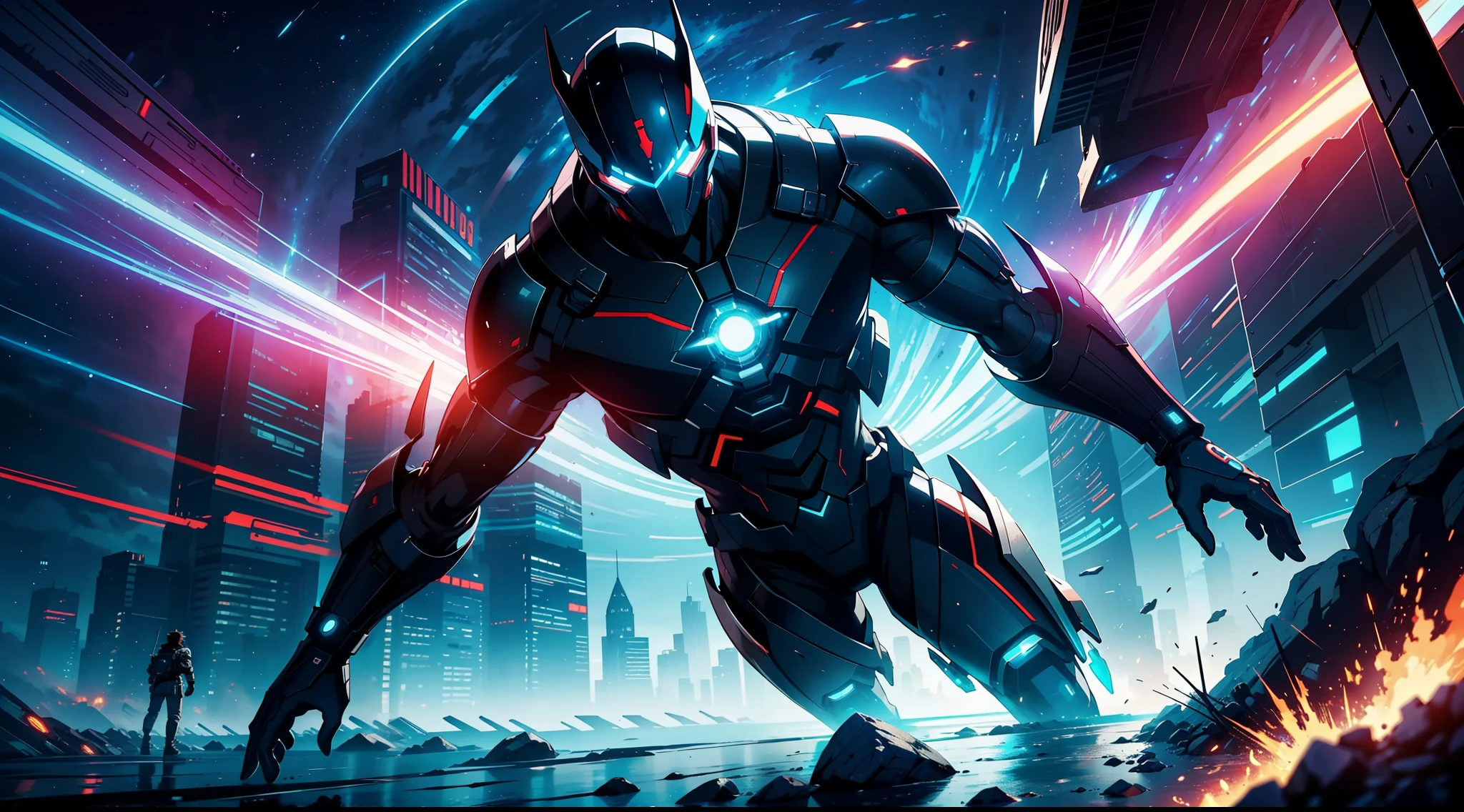 (8K anime:1.2), an epic starring a man with teleportation powers, in an epic animation style, with incredible visual effects and a stunning futuristic background. The story is gripping and follows the protagonist, a man with incredible teleportation powers, who allows him to move instantly from one place to another. With his skill, he is able to perform unbelievable feats such as teleporting through walls, disappearing in the blink of an eye and appearing elsewhere, and even teleporting to other dimensions. The animation is produced with forward animation, a technique that creates smooth and fluid movements, giving life to the protagonist with a realistic and imposing appearance. The visual effects are extraordinary, with explosions, tracks and other elements that make the action even more exciting. The futuristic background is incredible, with futuristic cities and spaceships, creating a perfect environment for the protagonist's adventure. The story is full of twists and excitement, with the protagonist battling powerful enemies and unraveling mysterious mysteries on his journey