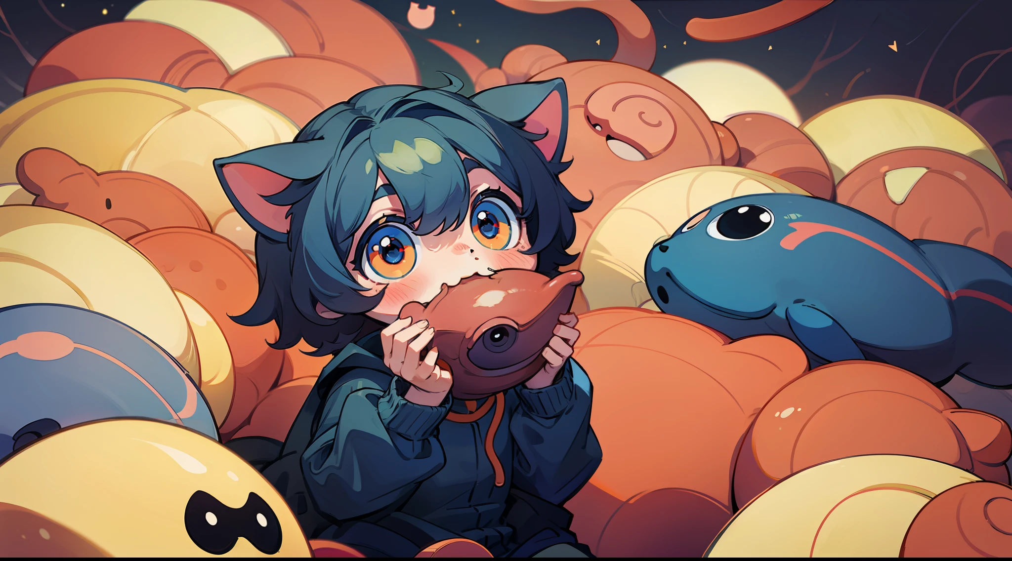 Cute little cat eating a ood.