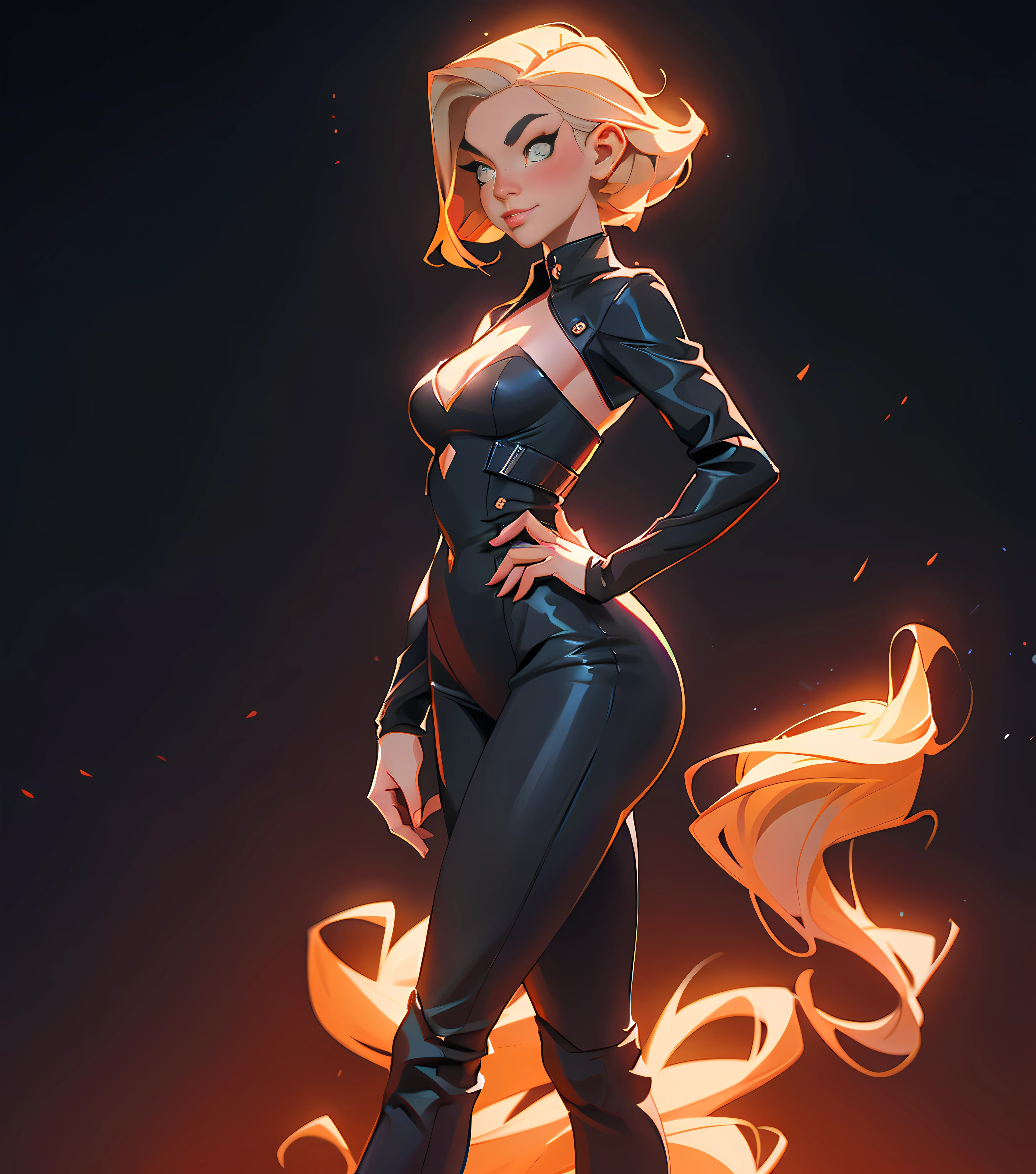 there is a woman in a black cat suit posing for a picture, lois van baarle and rossdraws, style artgerm, stunning character art, by Ryan Yee, rossdraws 2. 5, rossdraws cartoon vibrant, cutesexyrobutts, rossdraws 1. 0, by Jason Chan, inspired by rossdraws, in the style artgerm