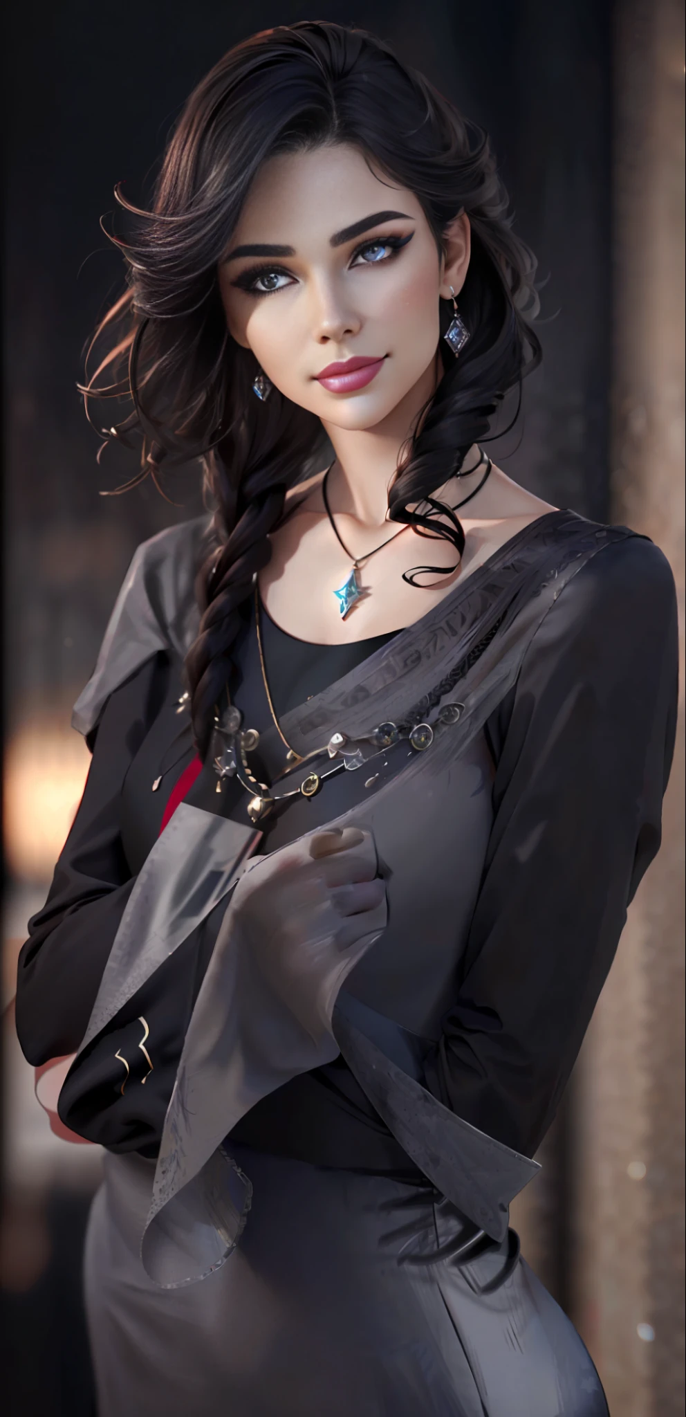 Best quality, masterpiece, high_res, girl, hair decoration, necklace, jewelry, beautiful detailed face, gray eyes, red full lips, big smile, face makeup, black hair, 
Short Hair, International Fashion, High Wear, Full Body Cover, Tight Dress, Full Body Detailed, Europe Effect, Multiplicity, Realistic Photos, Edge Lighting, Two-Tone Lighting, (High Detail Skin: 1.2), 8K UHD, DSLR, Soft Lighting, High Quality, Volumetric Lighting, Candid, Photography, High Resolution, 4K, 8K, Bokeh, Ridiculous,