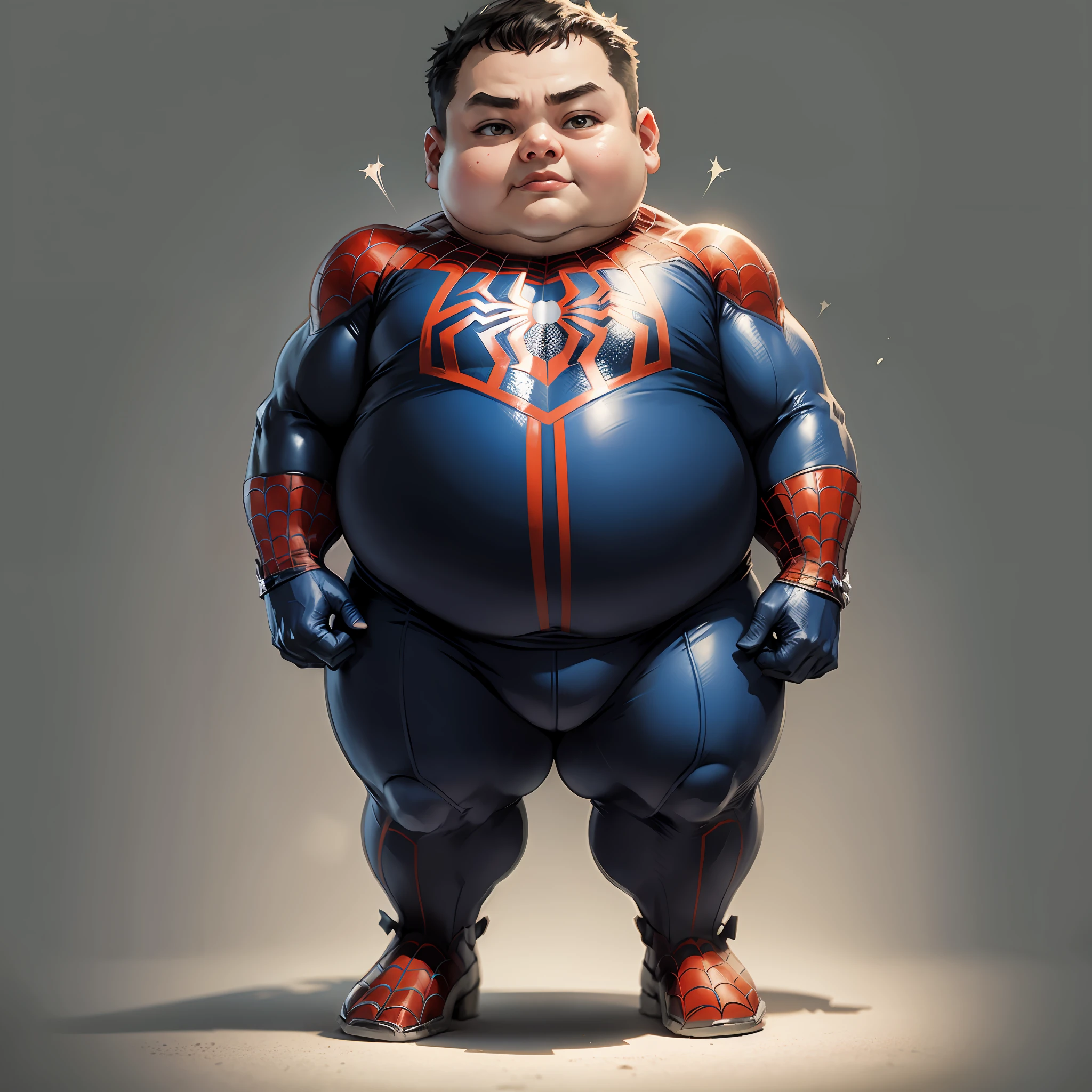 Spider-Man little fat man with round face and white background, --auto --s2