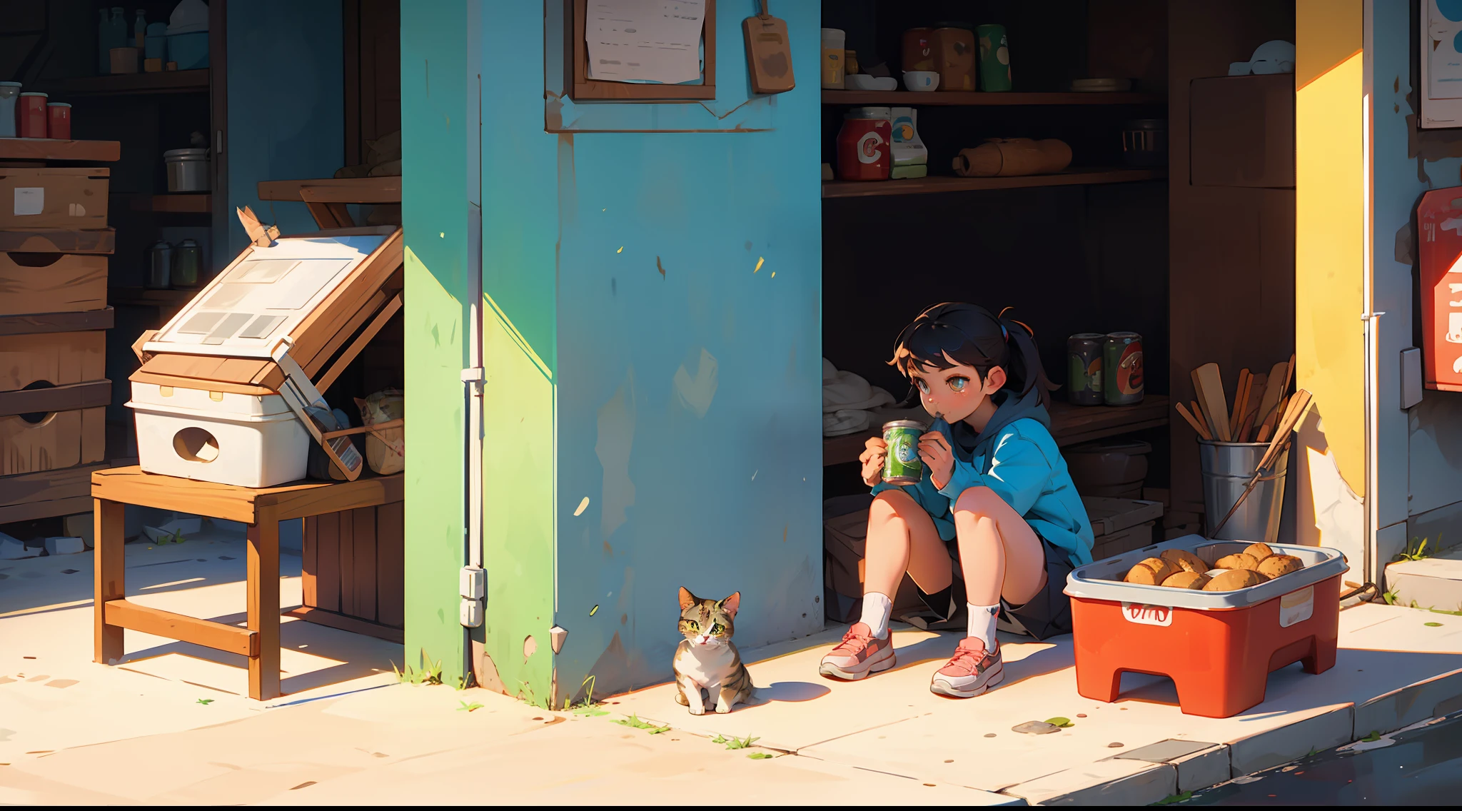 Cute little cat eating a canned food