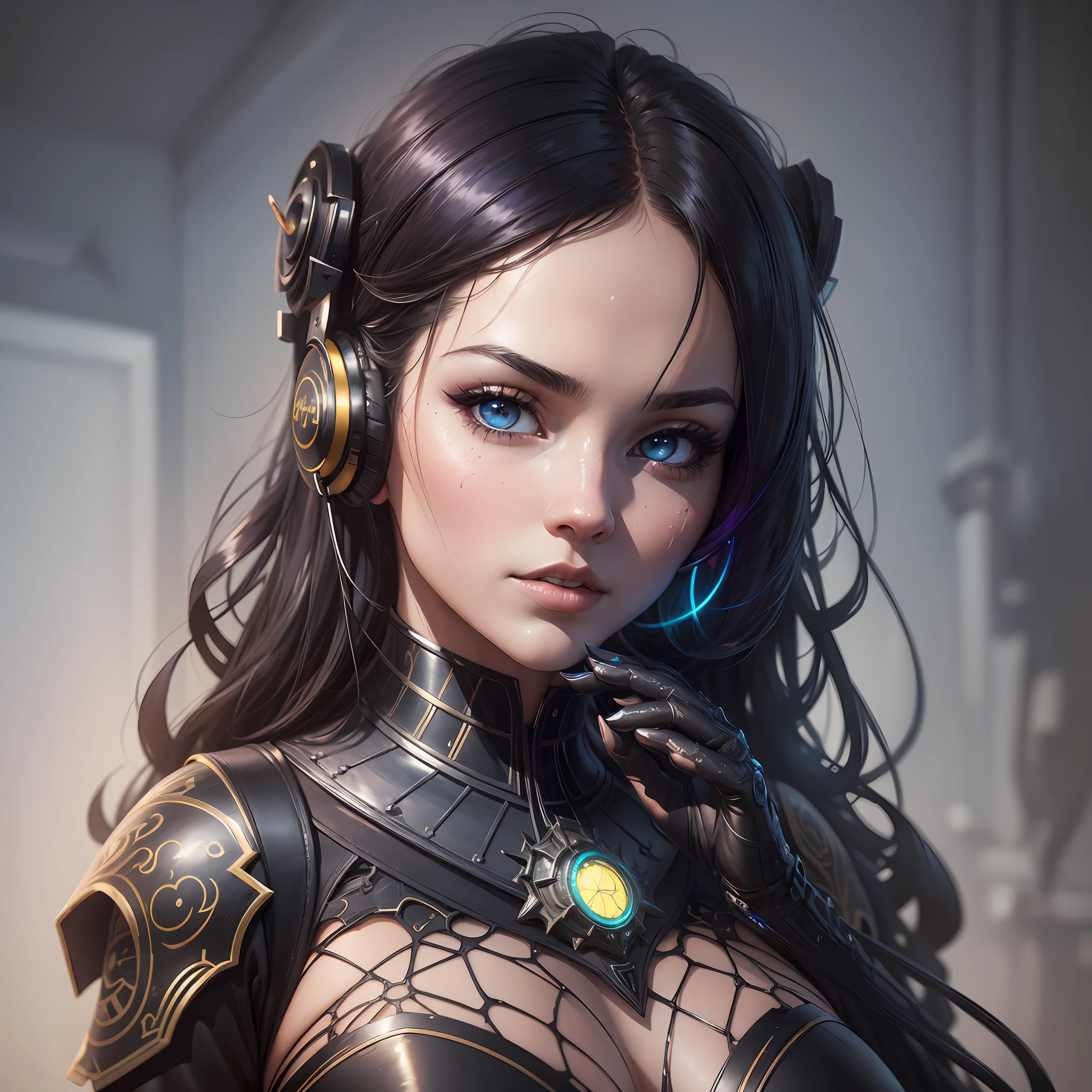 ultra detailed artistic photography, girl sexy wear earphone rgb, in the gaming room, artstation, hd, dramatic lighting, detailed gorgeous face, dreamy, glowing, backlit, glamour, glimmer, shadows, oil on canvas, brush strokes, smooth, ultra high definition, 16k, unreal engine 5, ultra sharp focus, art by alberto seveso, artgerm, loish, sf, intricate artwork masterpiece, ominous, matte painting movie poster, golden ratio, trending on cgsociety, intricate, epic, trending on artstation, by artgerm, h. r. giger and beksinski, highly detailed, vibrant, production cinematic character render, ultra high quality --auto --s2