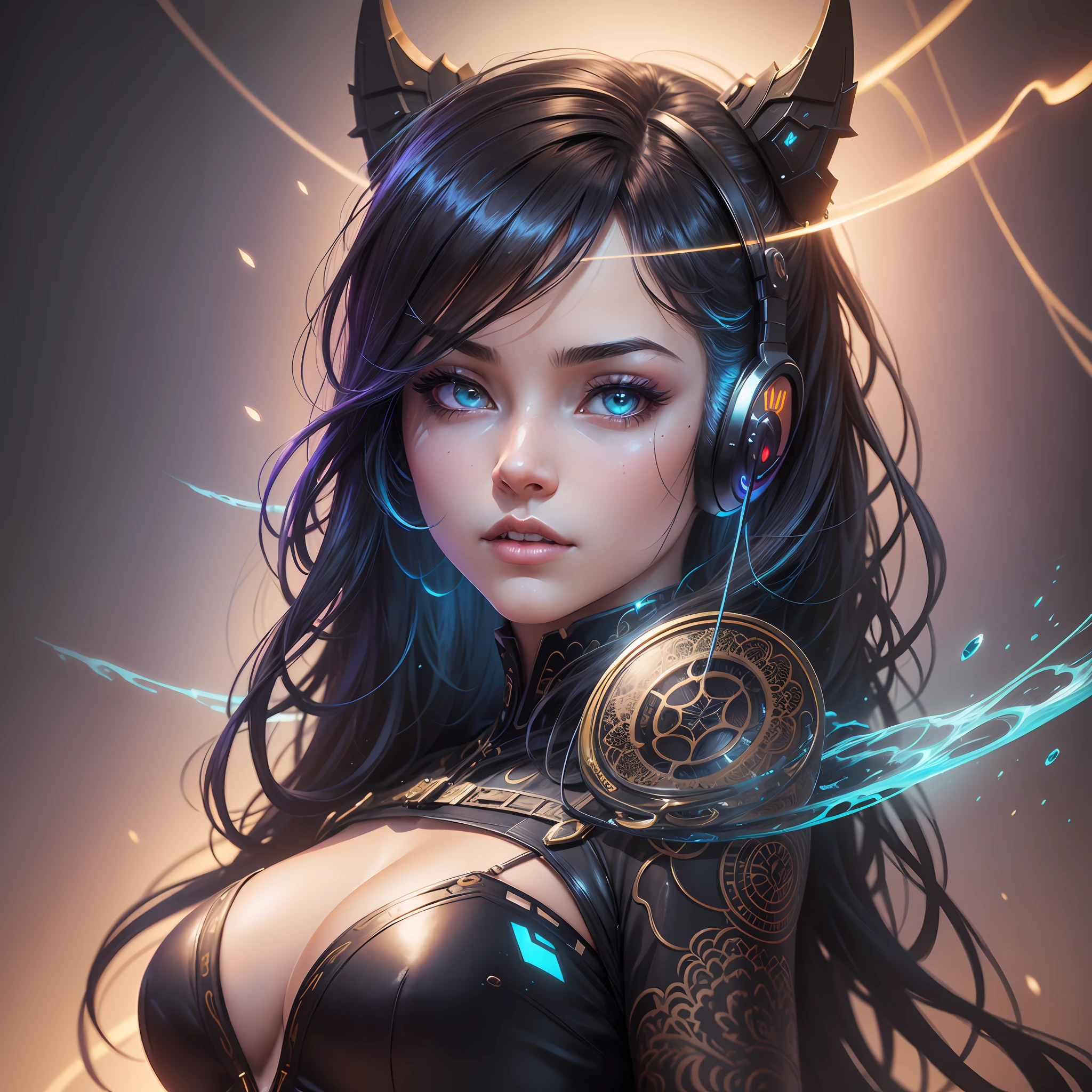 ultra detailed artistic photography, girl sexy wear earphone rgb, in the gaming room, artstation, hd, dramatic lighting, detailed gorgeous face, dreamy, glowing, backlit, glamour, glimmer, shadows, oil on canvas, brush strokes, smooth, ultra high definition, 16k, unreal engine 5, ultra sharp focus, art by alberto seveso, artgerm, loish, sf, intricate artwork masterpiece, ominous, matte painting movie poster, golden ratio, trending on cgsociety, intricate, epic, trending on artstation, by artgerm, h. r. giger and beksinski, highly detailed, vibrant, production cinematic character render, ultra high quality --auto --s2