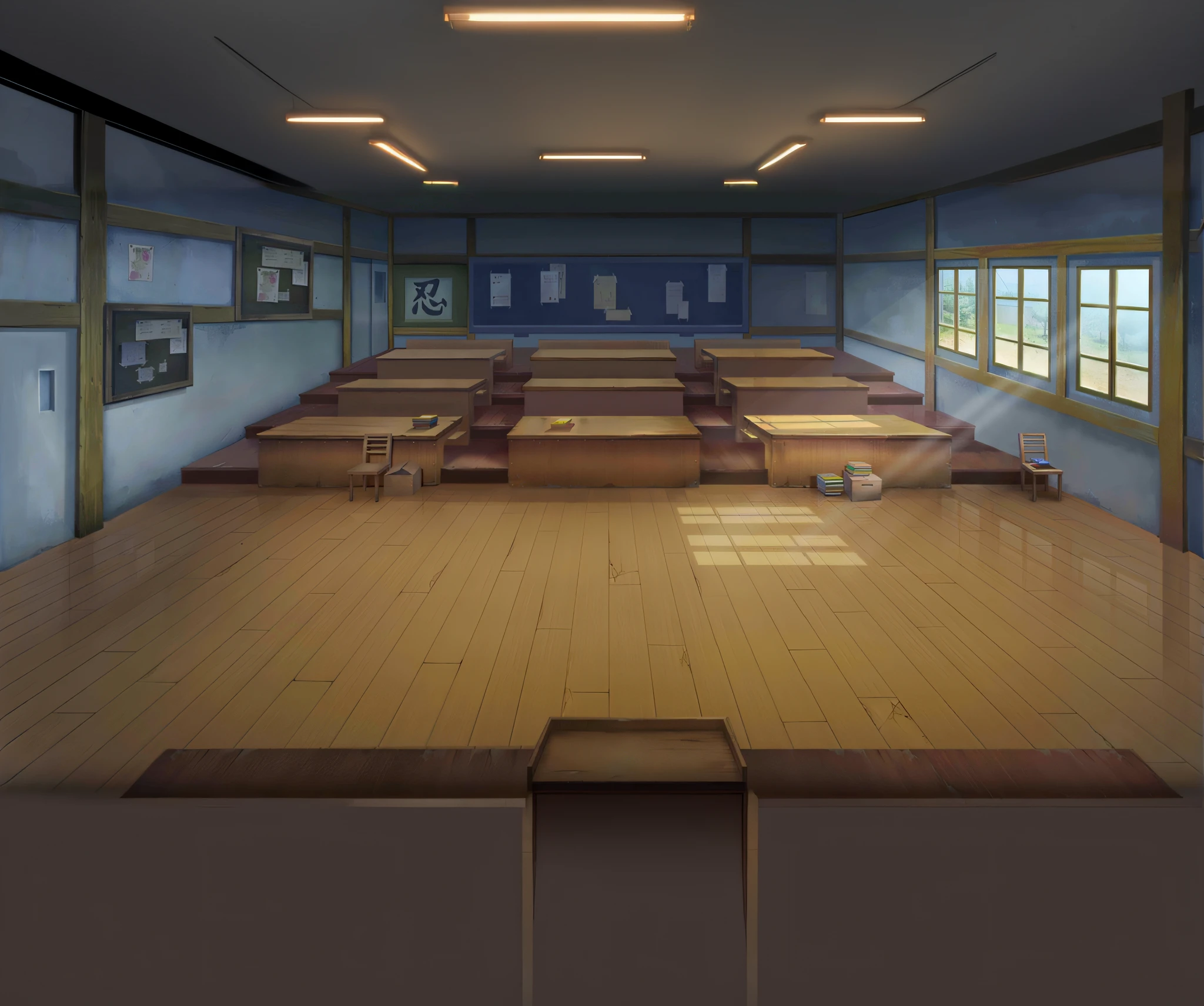 there is a room with a lot of empty desks and a lot of windows, typical anime classroom, classroom background, anime background art, school classroom, anime background, highschool background, anime scenery concept art, style of madhouse studio anime, interior background art, [[empty warehouse]] background, anime movie background, personal room background