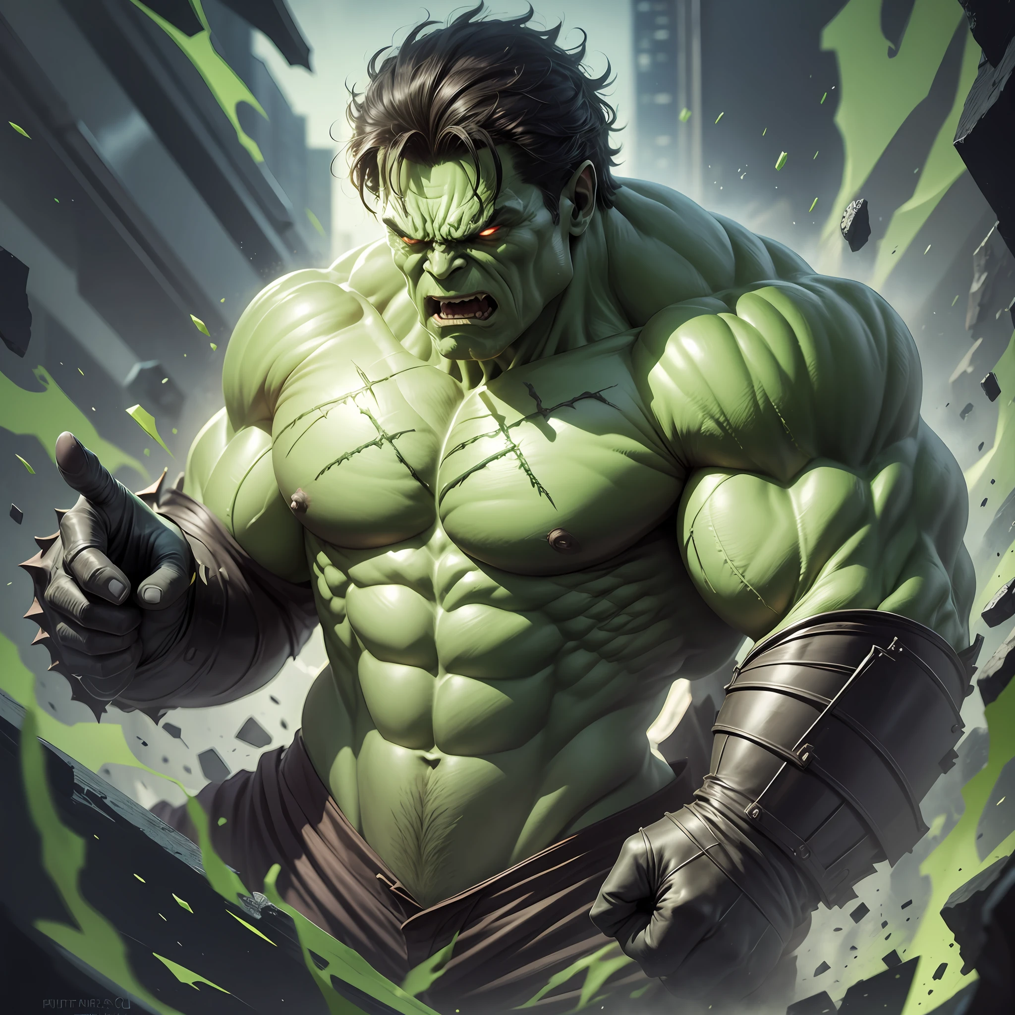 Villainous Hulk, Angry Face, Hyperrealistic, Perfectly Detailed, Incredibly Perfect and Correct Anatomy --auto --s2