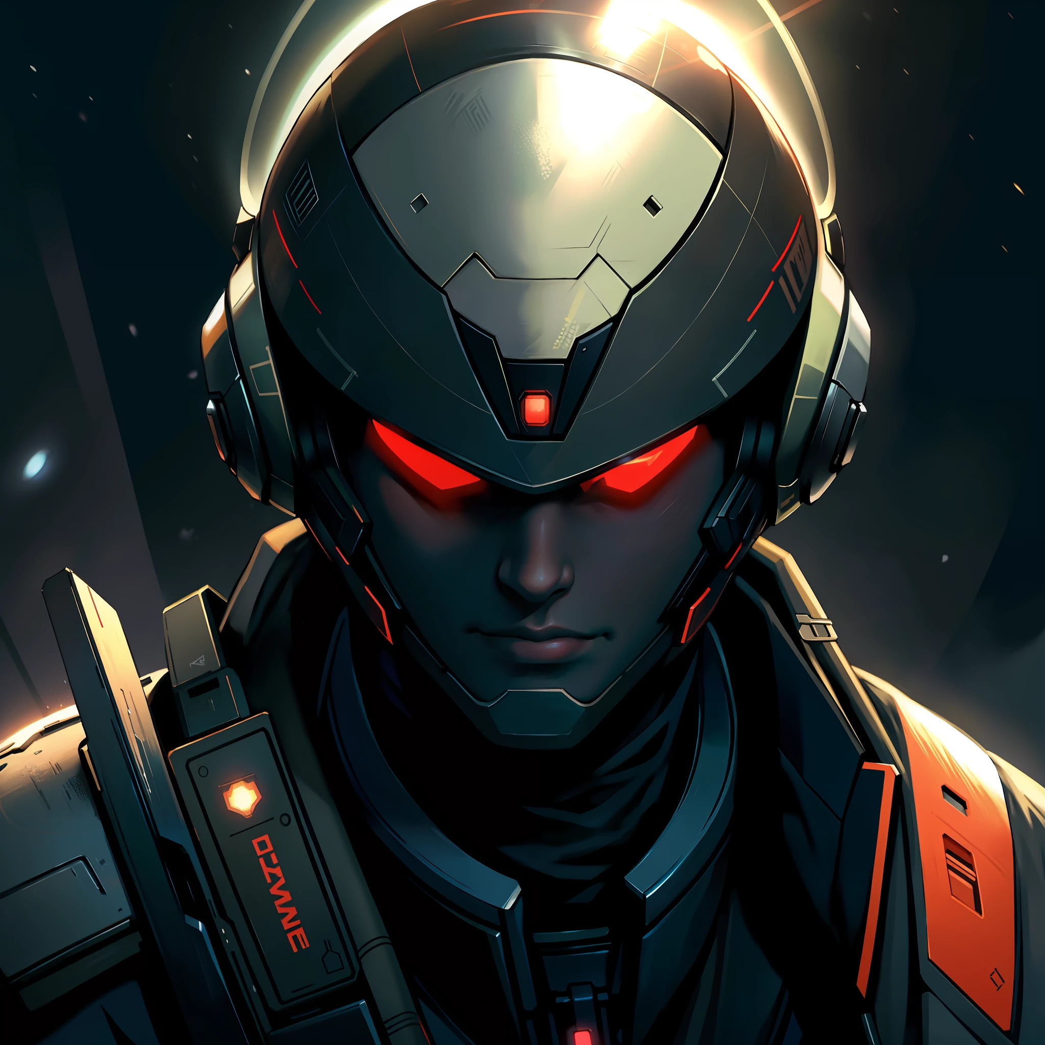 masterpiece, best quality, realistic, ultra detailed, sfw, head shot, a portrait of a young man, starsector, sci-fi style suits, hight-tech gadgets, head facing right,