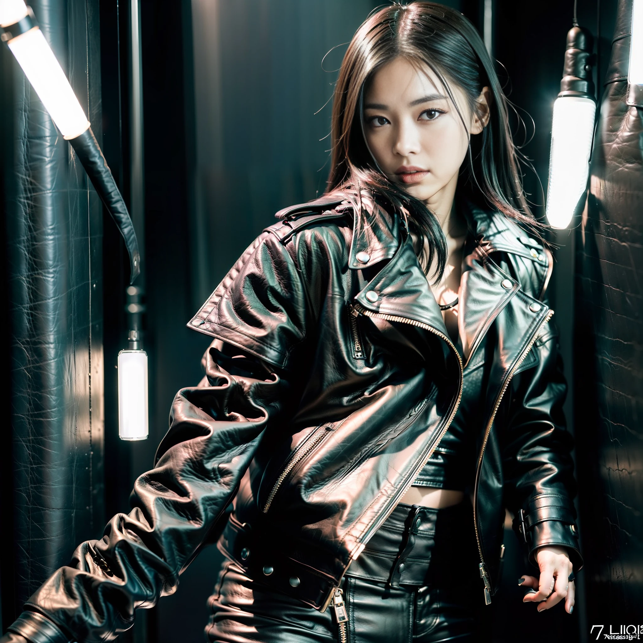 ((((7+girls)))), ((All Black Leather Fashion))))(Masterpiece)))), (Highest quality)))), (Realistic )))), (Detailed description))))), (High contrast)))), (Japan people), ())), 18 years old, ( Boyish))))), ((Erotic)), (Wild)), (Super big breasts))))), (Looking at the camera), (Full body)), (Black hair)))), (Riders Jacket)), (Leather pants))))), (Leather boots)))), ( Standing figure)))), ((((Professional Lighting))))), (Moonlight), (Tokyo)