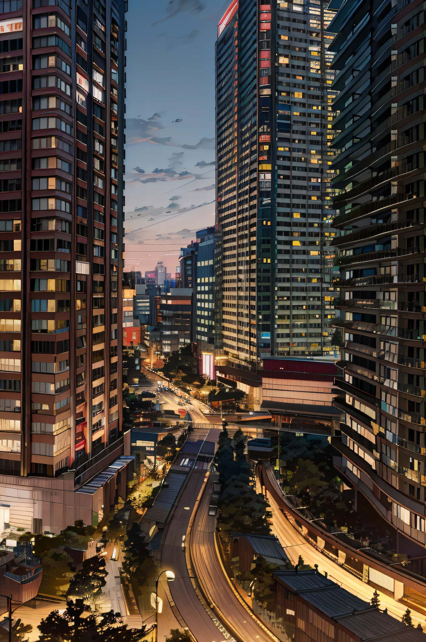 nighttime view of a city street with tall buildings and a busy street, japanese downtown, japanese city at night, tokyo street cityscape, in tokyo at night, night tokyo metropoly, tokyo at night, tokyo city, tokyo city in the background, busy cityscape, residential area, japanese city, on rooftop tokyo night, city night, modern tokyo, on future tokyo night rooftop