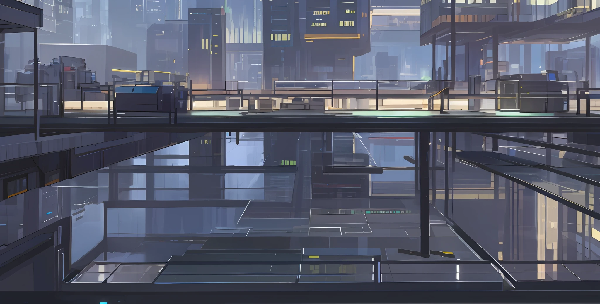 Technology sense glass floor, outdoor scene science fiction dock scene, full of technology, empty glass floor, modern, rich in details, glass, HD
