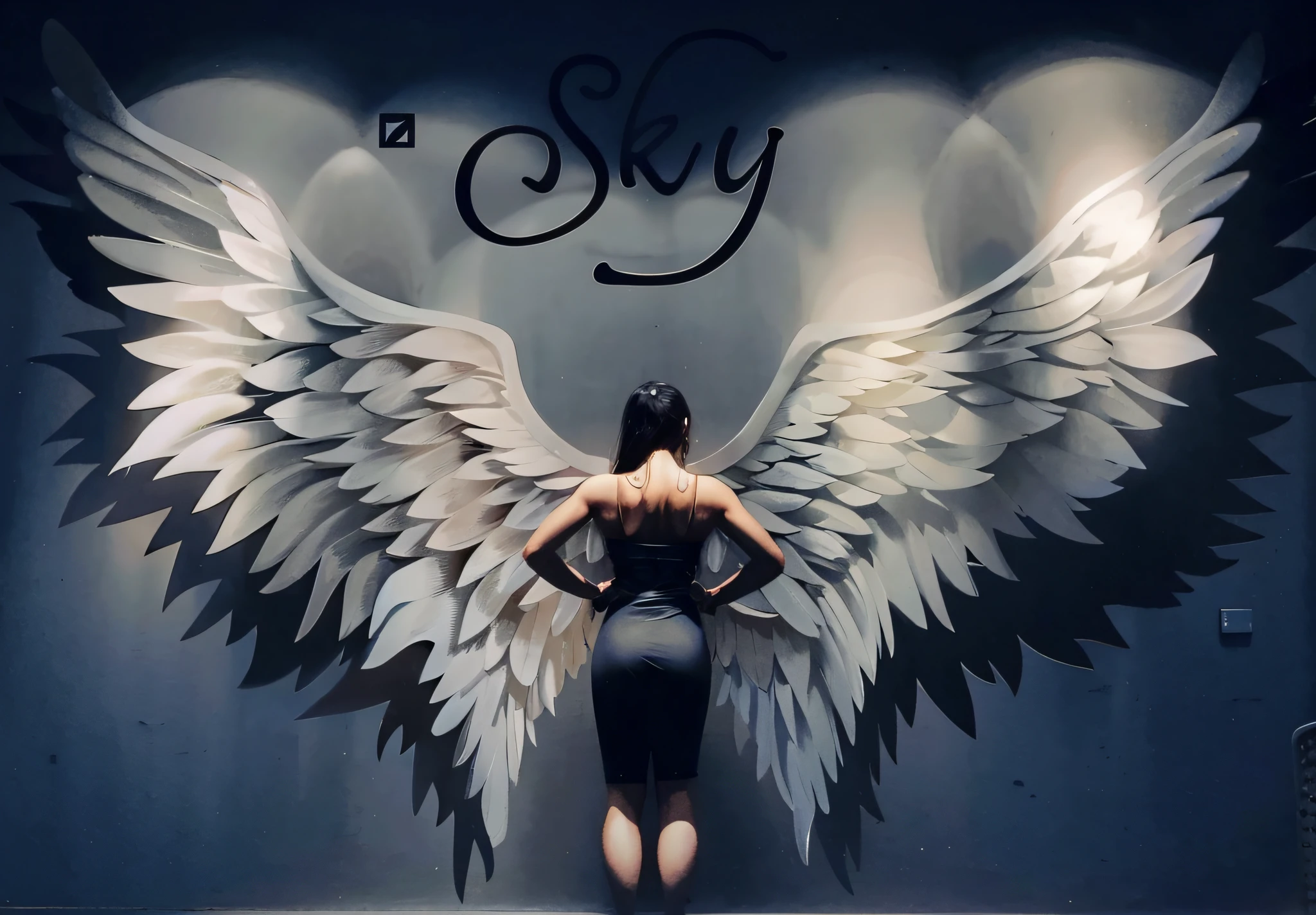 There are big wings, huge angel wings, archangel wings on the back, angel wings on the back, huge wings, big wings on the back, big wings, infinite angel wings, super wide angels, archangel wings spread, epic angel wings, devi wings --auto --s2
