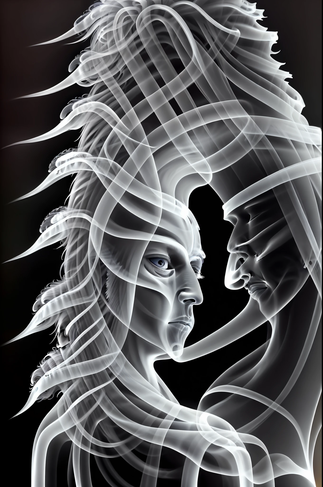 RAW photo,smoke painting , smoke looks like a white man, X-ray , masterpiece, ultra detailed, 1boy, legato, desert landscape, sunset,  ((hair over eye:1.3)),  looking at viewer,best quality, masterpiece,black background,