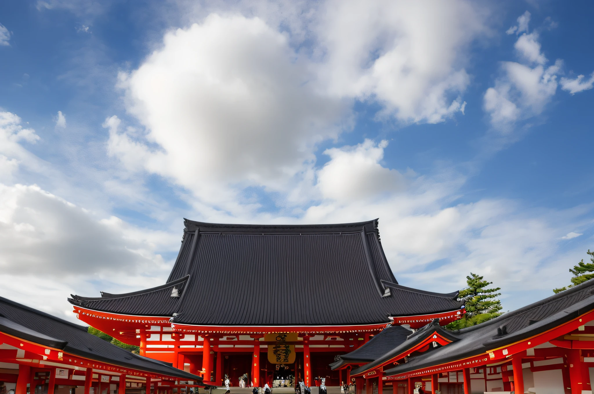 there is a large building with a lot of people walking around it, japanese temple, shinto shrine, japanese temples, japanese shrine, large temples, inari shrine, ancient japanese architecture, japan travel and tourism, wide angle + masterpiece, japanese architecture, japan sightseeing, temple background, temple, a temple, beautiful image, wide angle photo, highly detail wide angle photo