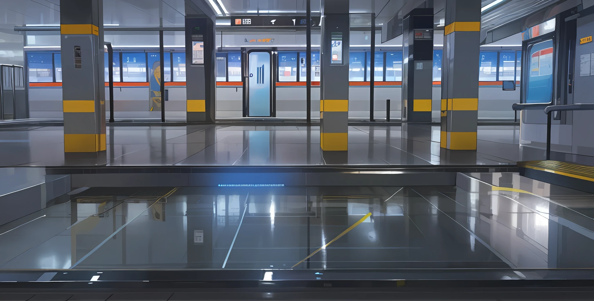 Technology sense glass floor, subway station scene, subway, outdoor scene science fiction dock scene, full of technology, empty glass floor, modern, rich in details, glass, HD