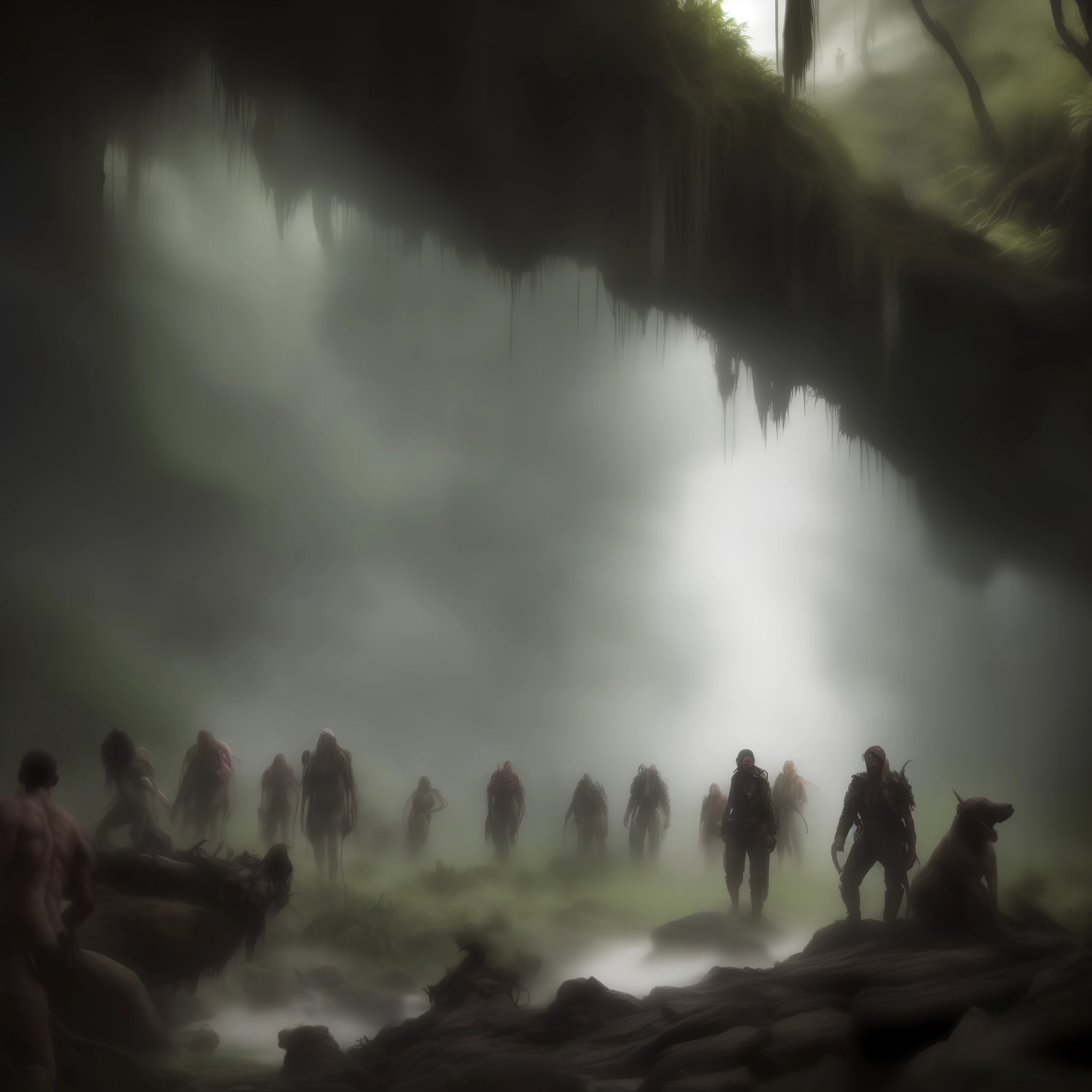 SDArt mds A lot of wild people in the dense jungle