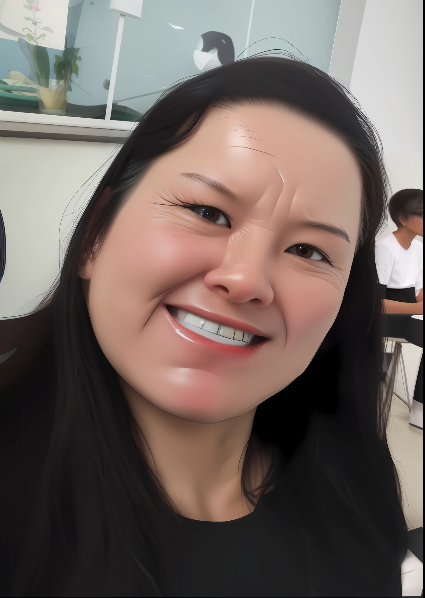 50 Year Old Woman, Black Eyes, 3d