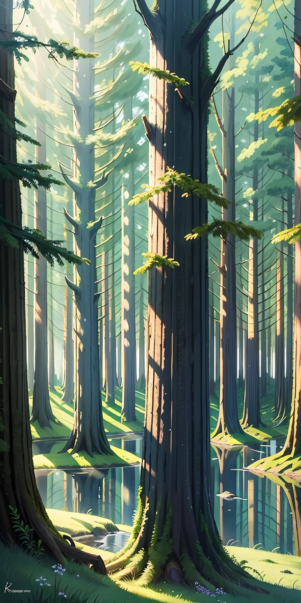 The painting depicts nature in its pristine beauty. In the foreground we see green grass that gently sways in the wind. In the distance you can see mountains covered with snow. The sky is blue and clear, there is not a cloud on it. In the background, you can see a forest that seems endless. The trees are tall and slender, their leaves are bright green. In the forest, you can hear the singing of birds and the rustle of leaves. The picture creates a sense of calm and harmony. It reminds us that nature can be beautiful and majestic, even if it is not always obvious to us.