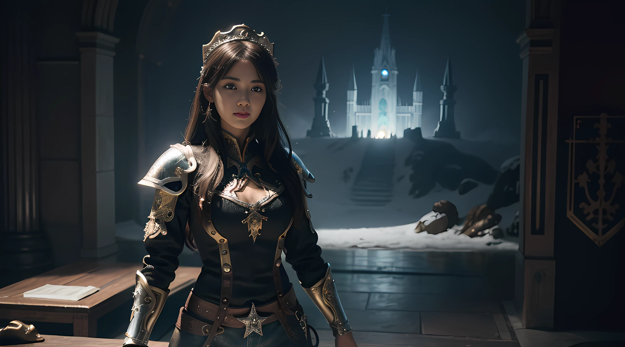 1girls, very detailed depiction of a beautiful fantasy girl in ice crown and ice armor ice, girl with fire crown, fantasy character portrait, fantasy castle looking at the audience, high resolution, superb, 8k wallpaper, very detailed, intricate, unreal engine 5, volumetric lighting, realistic, realistic lighting, cinema, 4k, cinematic lighting, 8k, depth of field, 3d, perfect, award-winning, ultra-detailed, realistic, ultra-realistic, photorealistic lighting, bright light, complex detail, stop motion, super focus, tonemapping, sharp focus, hyper detailed, detailed eyes, eyes focus, (illustration:1.1), highres, (extremely detailed CG unity 8k wallpaper:1.1), (beautiful face:1.15), (cowboy_shot:1.5), torino_ style (nixeu_soft :0.8), (nixeu_white:0.8),