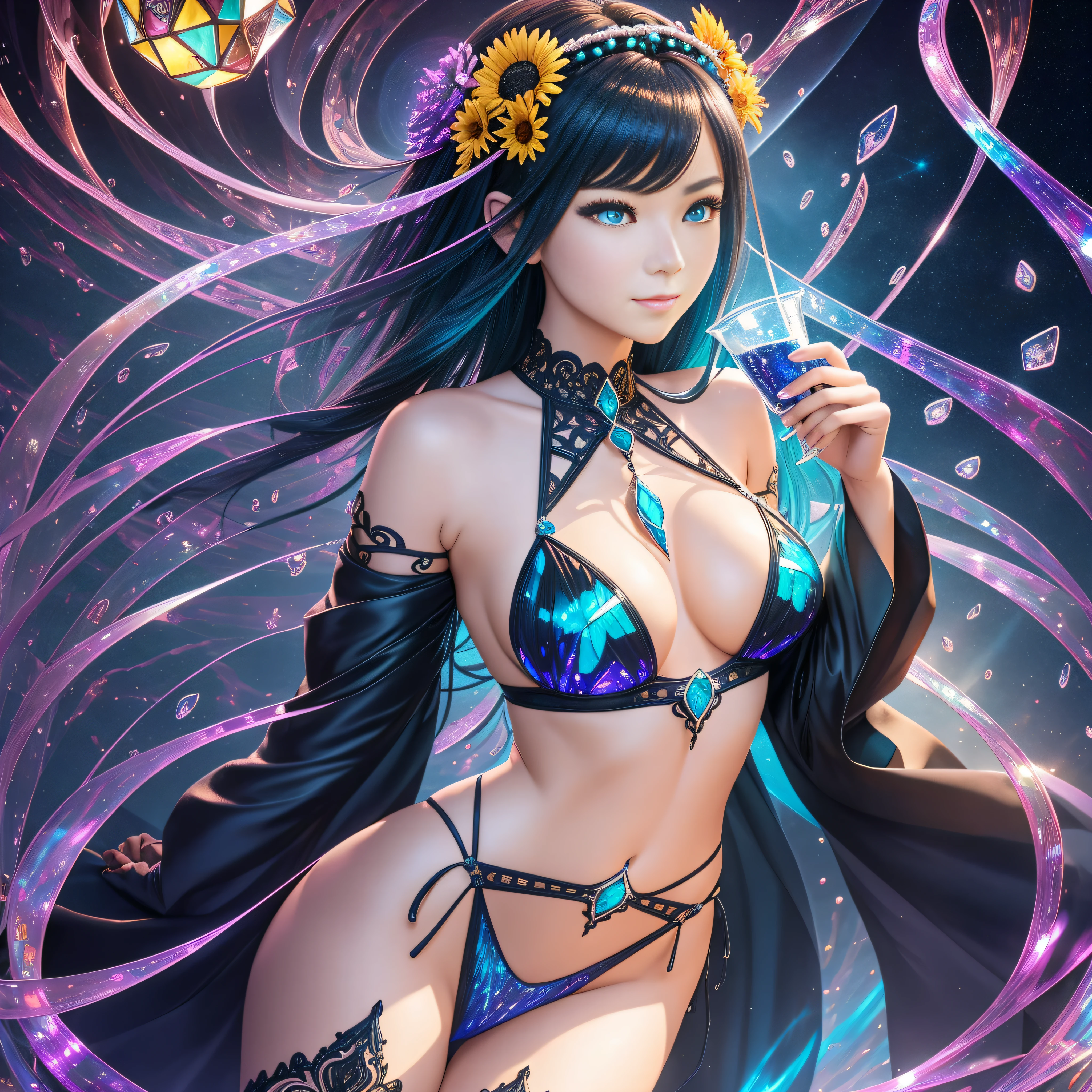 meticulously intricate Pro-photorealism angle below-close 3 wet Japanese clothing kimono sideboob obi sunflower hairstyle short interior Agathe ornament keys discreet diamand yellow-saffron delicate faces expressive cheekbones effects glowing pompette turquoise great ultra-beautiful eyes lazuli opal open mouth teeth smile (detailed high skin: 1.3) suave athlete:1.3 attractive jacket:1.3 open shoulders:off lace:1.3 white shirt:1.1 open clavicle sleeves:1.3 papillotes: 1.3 white silk (ratio four fingers and one inch) satin large pointed breasts drooping:1.3 pointed spread covered corsait:1.3 strange felts seams "Ghibli Studio" navel skirt:1.3 wide fringe swinging spinel belt1:4 thick chastity padlock soli pubic leathers:1.3 visible pubic hair1:3 covered thighs covered garters:1.3 legs boots:1.3 solid voluminous black furs abundant lights illuminations luminescences depths reflections optimal resolutions maximum ultra precise perfections Lightnings contrasts global illuminations cgi vfx sfx reflex ultra details Octane made extreme enhanced graduated UHD XT3 16K DSLR HDR UnrealEngine5 romm rgb pbr 3dcg fxaa blu-ray colors-coded backlighting anti-aliasing fkaa txaa rtx ssao opengl-shaders glsl-shaders post-processing post-production cell-shading tone-mapping obscure Crystalline DoF robot female "Heavy Metal" dark navy metallic familiar Pole-Dancing Magic water drop of water fountains Drink beer wheels slide "Buck-Beer" transparent mirror scepter summons snake-fractal ruby occult earth (Magic Disco=Ball fullbodye Earth blooms:1.3 graduated heart hearth earth blooms:1,0.3 Tourmaline) dramatic paper lantern background outdoorsreflection Pool marbles paddling pool "Water Falls" water drop of water equirectangular 360" masterpieces (Guweiz and James Jean) tattoo CGSCOSITY (Bruce Weber model Feminin) night full moon mountain raw nsfw:1.2 varied etc.