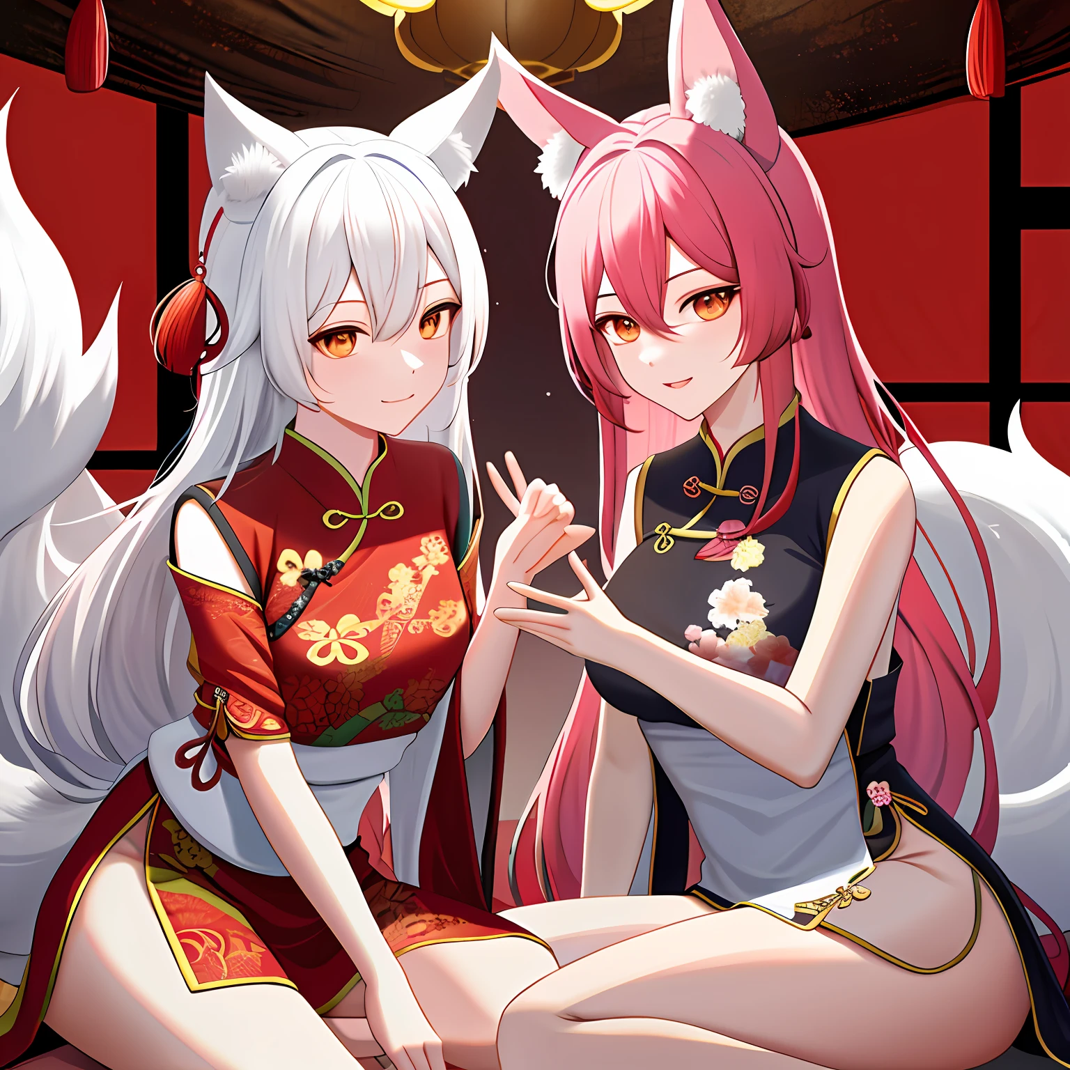 Daji, ancient Chinese style, animal ears, white fox tail