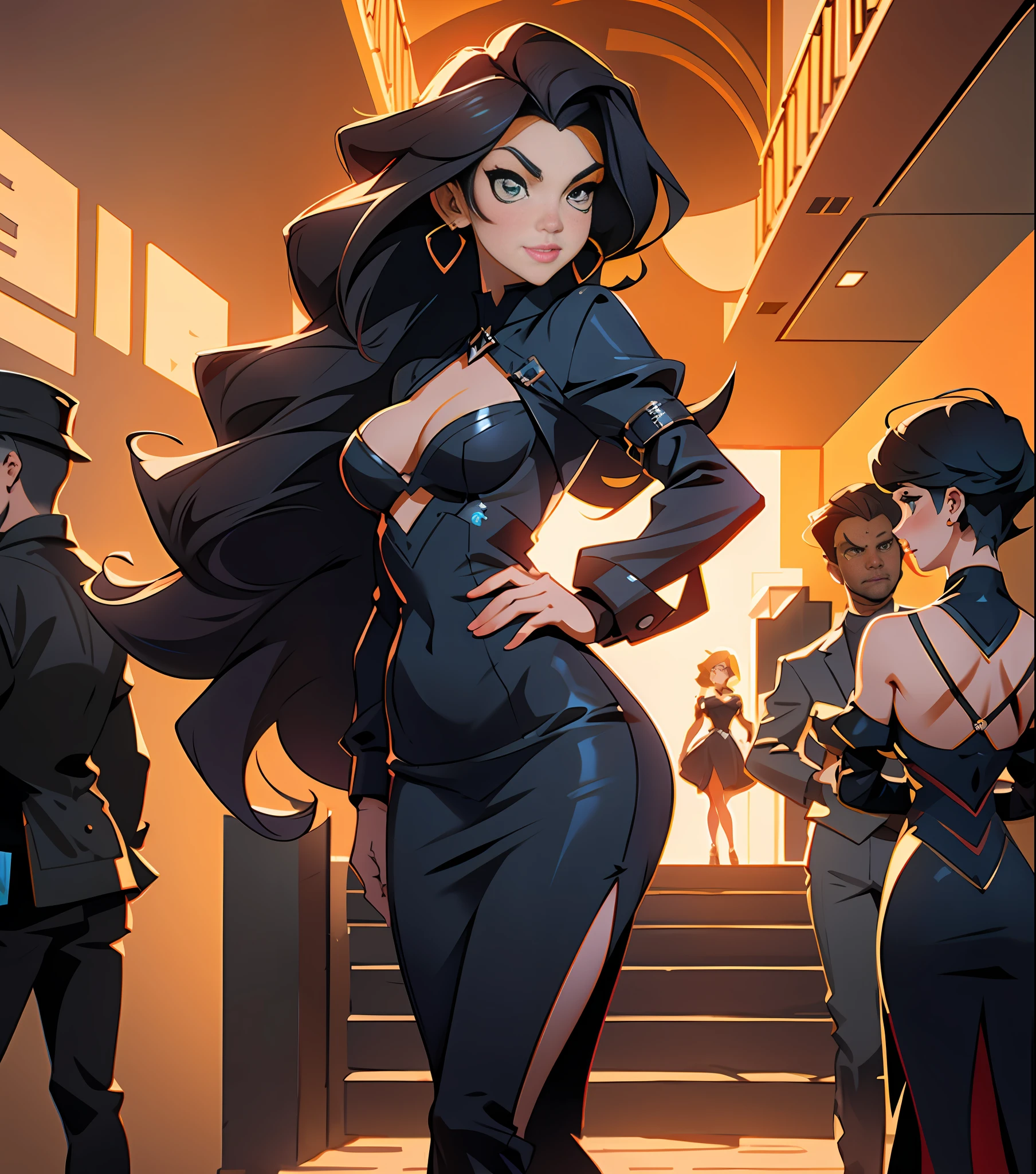 anime - style illustration of a woman in a black latex outfit, lois van baarle and rossdraws, style artgerm, cushart krenz key art feminine, style ivan talavera and artgerm, artgerm and rossdraws, artgerm style, krenz cushart and artgerm, rossdraws 1. 0