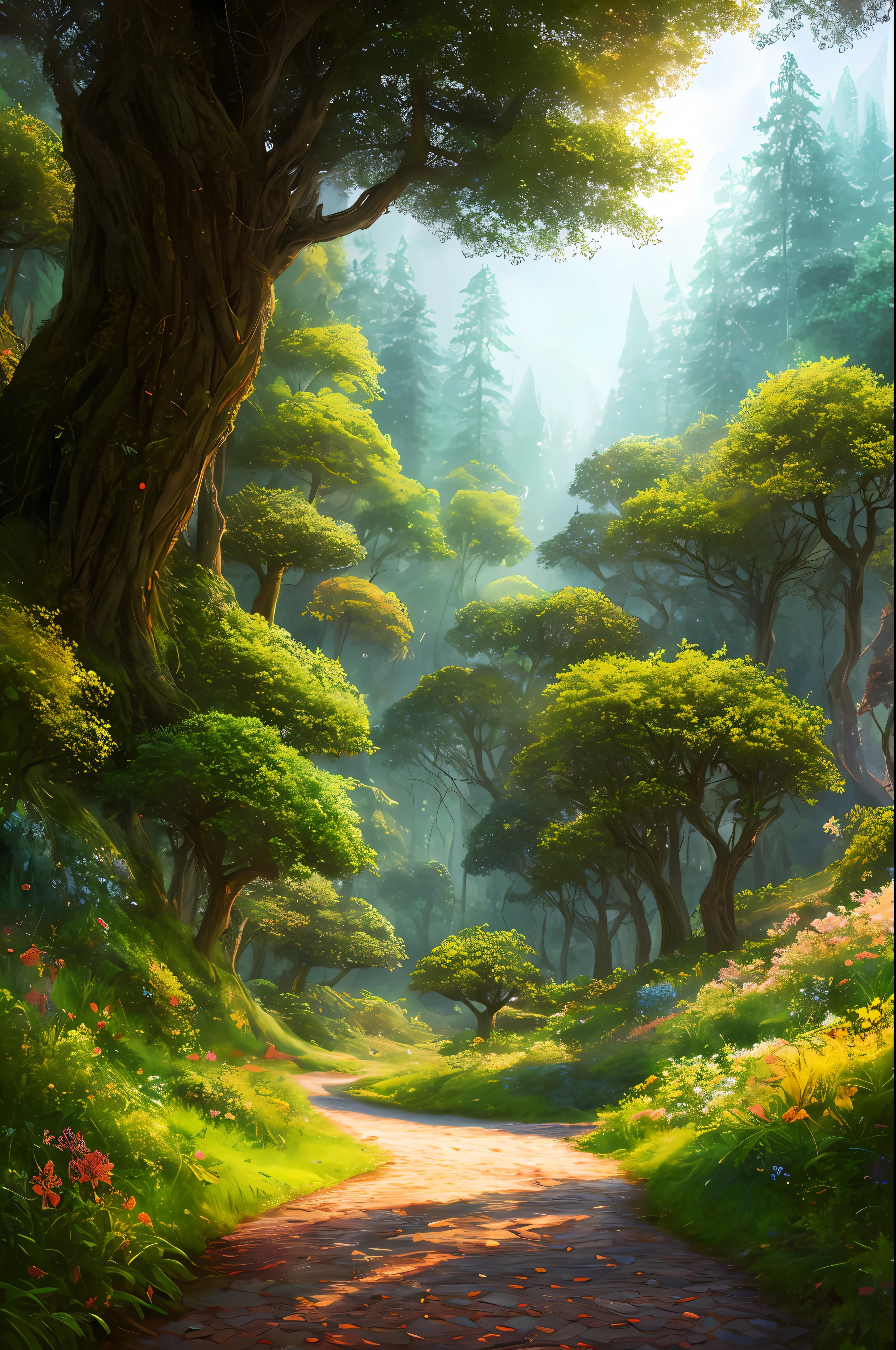 masterpiece, best quality, high quality,extremely detailed CG unity 8k wallpaper, An enchanting and dreamy scene of a fantasy forest, with towering trees, glowing mushrooms, and hidden fairy glens, creating a sense of mystique and enchantment, artstation, digital illustration, intricate, trending, pastel colors, oil paiting, award winning photography, Bokeh, Depth of Field, HDR, bloom, Chromatic Aberration ,Photorealistic,extremely detailed, trending on artstation, trending on CGsociety, Intricate, High Detail, dramatic, art by midjourney