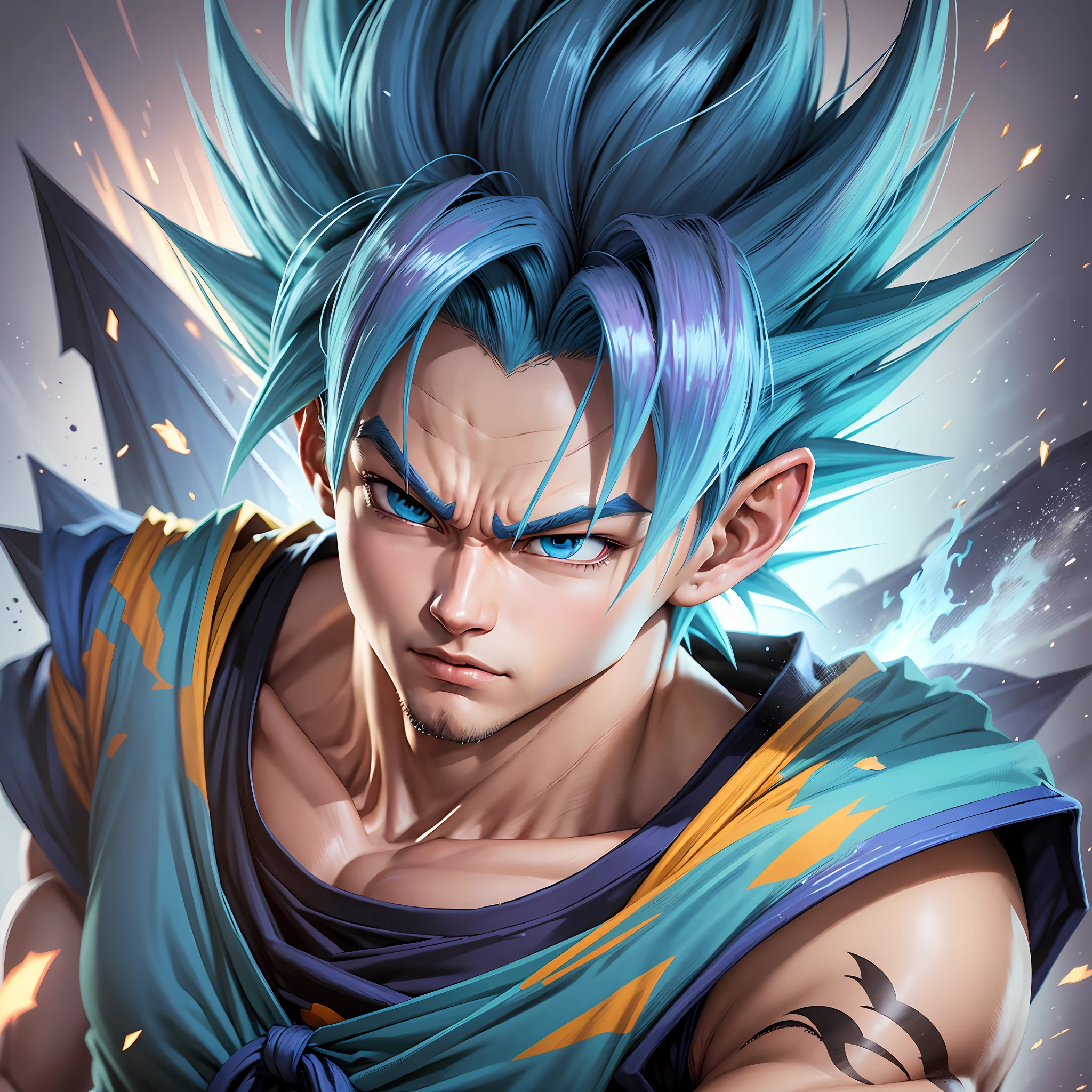 a cartoon image of a very young gohan with blue hair, transforming into super blue saiyan, son goku, dragonball character, human goku, goku from dragon ball, transforming into ultra instinct, super sayian goku, super saiyan goku, goku, broly, goku portrait, highly detailed portrait of goku, portrait of goku, dragon ball artstyle, super dragon ball --auto --s2