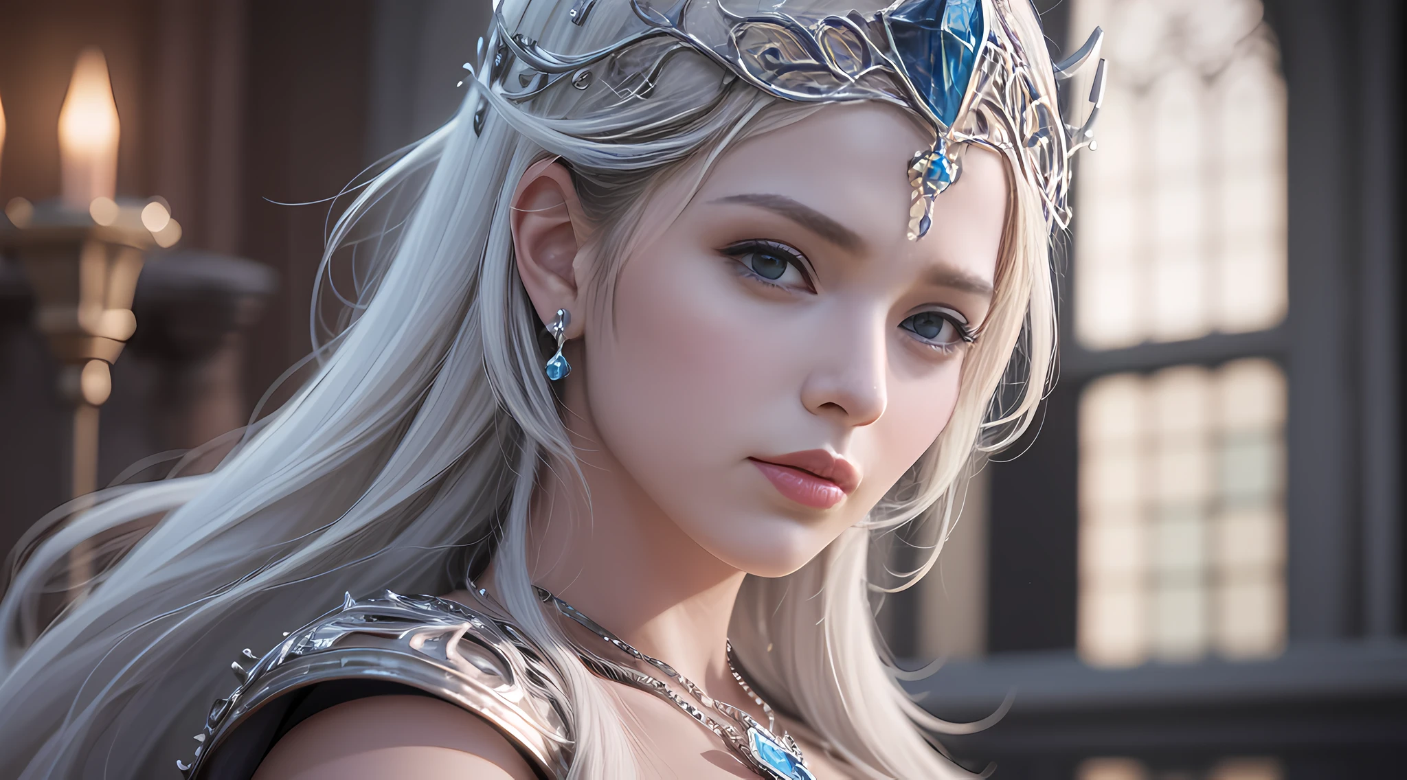 1girls, very detailed depiction of a beautiful fantasy girl in ice crown and ice armor ice, girl with fire crown, fantasy character portrait, fantasy castle looking at the audience, high resolution, superb, 8k wallpaper, very detailed, intricate, unreal engine 5, volumetric lighting, realistic, realistic lighting, cinema, 4k, cinematic lighting, 8k, depth of field, 3d, perfect, award-winning, ultra-detailed, realistic, ultra-realistic, photorealistic lighting, bright light, complex detail, stop motion, super focus, tonemapping, sharp focus, hyper detailed, detailed eyes, eyes focus, (illustration:1.1), highres, (extremely detailed CG unity 8k wallpaper:1.1), (beautiful face:1.15), (cowboy_shot:1.5), torino_ Style (nixeu_soft:0.8), (nixeu_white:0.8), (appropriate posture)