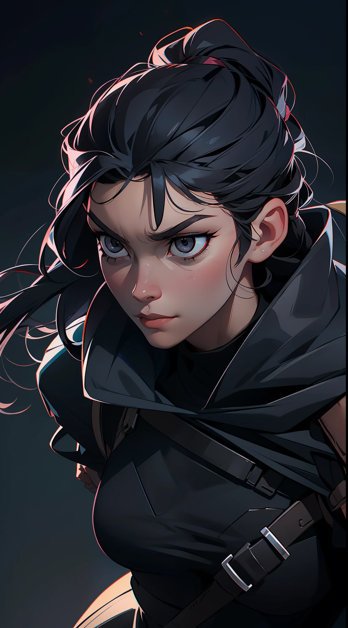 "A skilled and deadly assassin with long black hair and cold grey eyes, who carries out deadly missions for the right price"