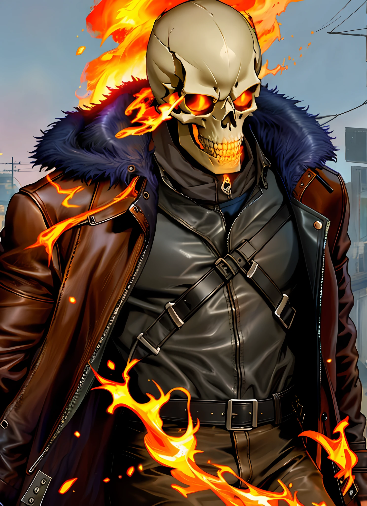 Ultra-detailed skull on fire
